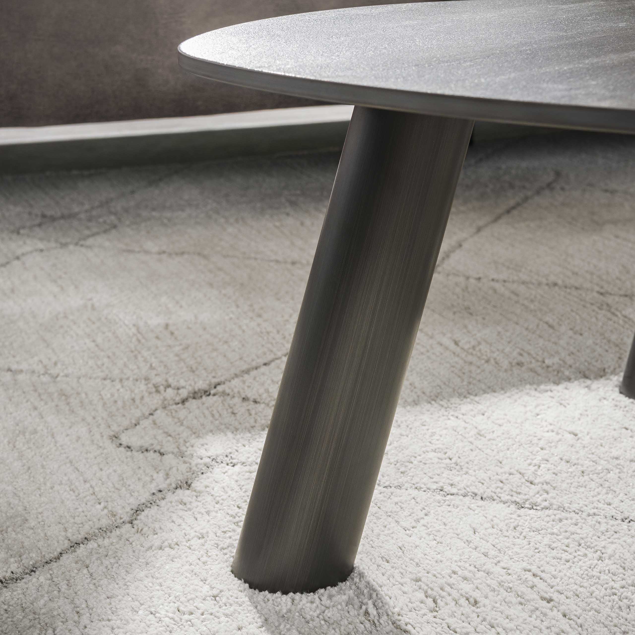 Table basse Twin Log 3D en céramique travertin - Lot de 2
