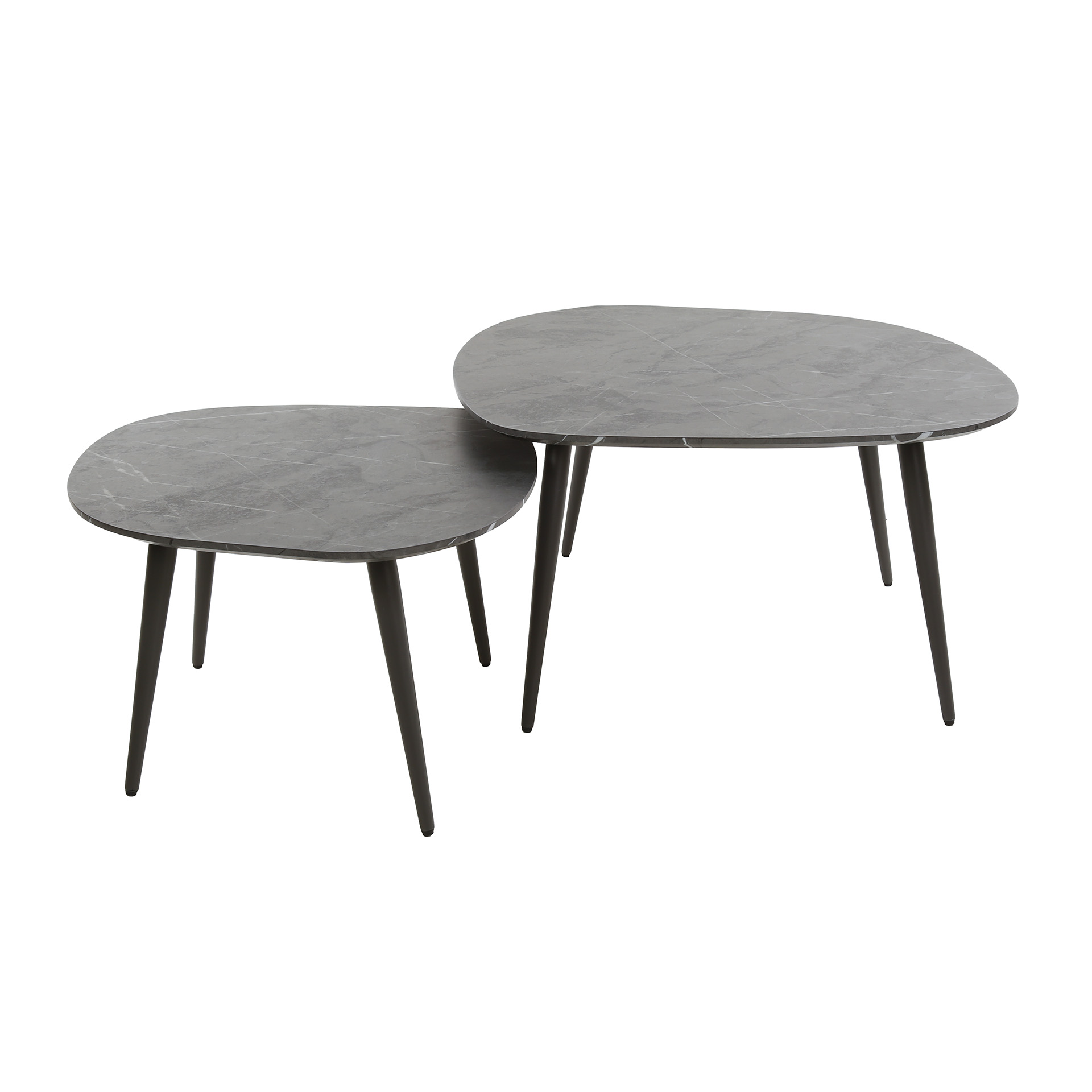 Set de 2 tables basses rock organique / 3D noir marron