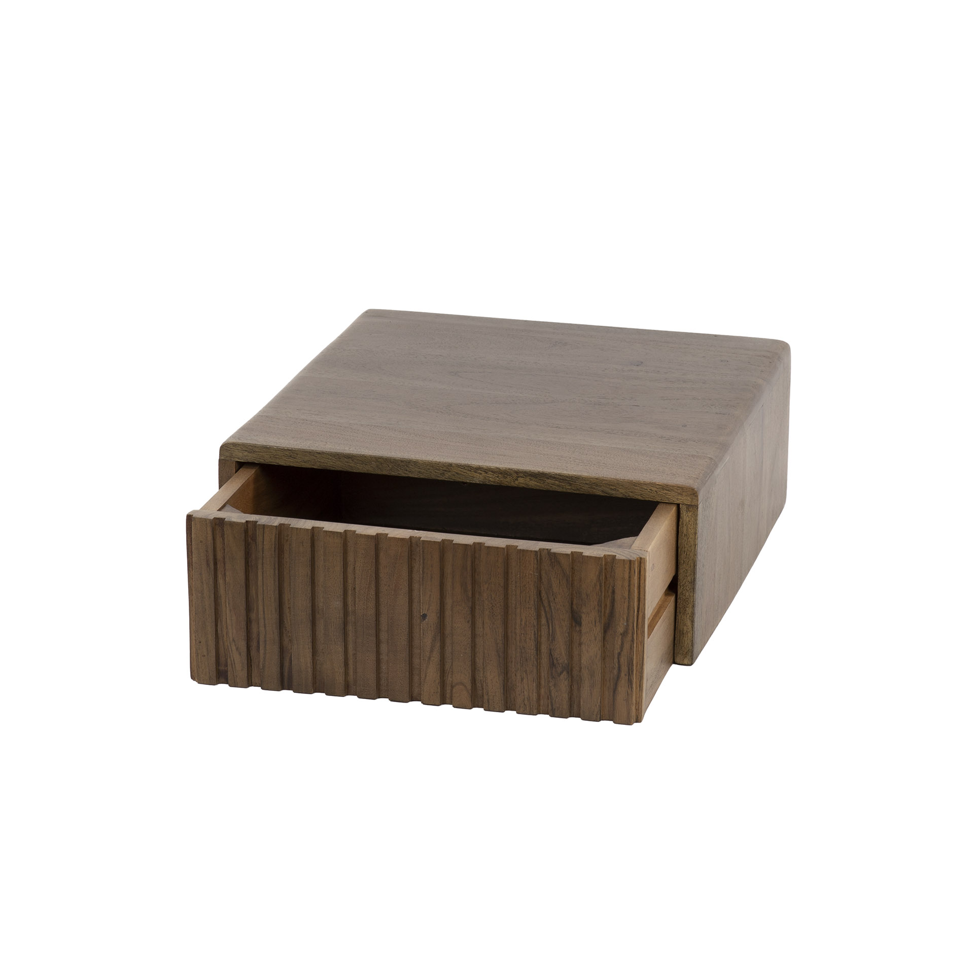 Table de chevet Carve flottante - 1 tiroir - par 2 - Acacia marron