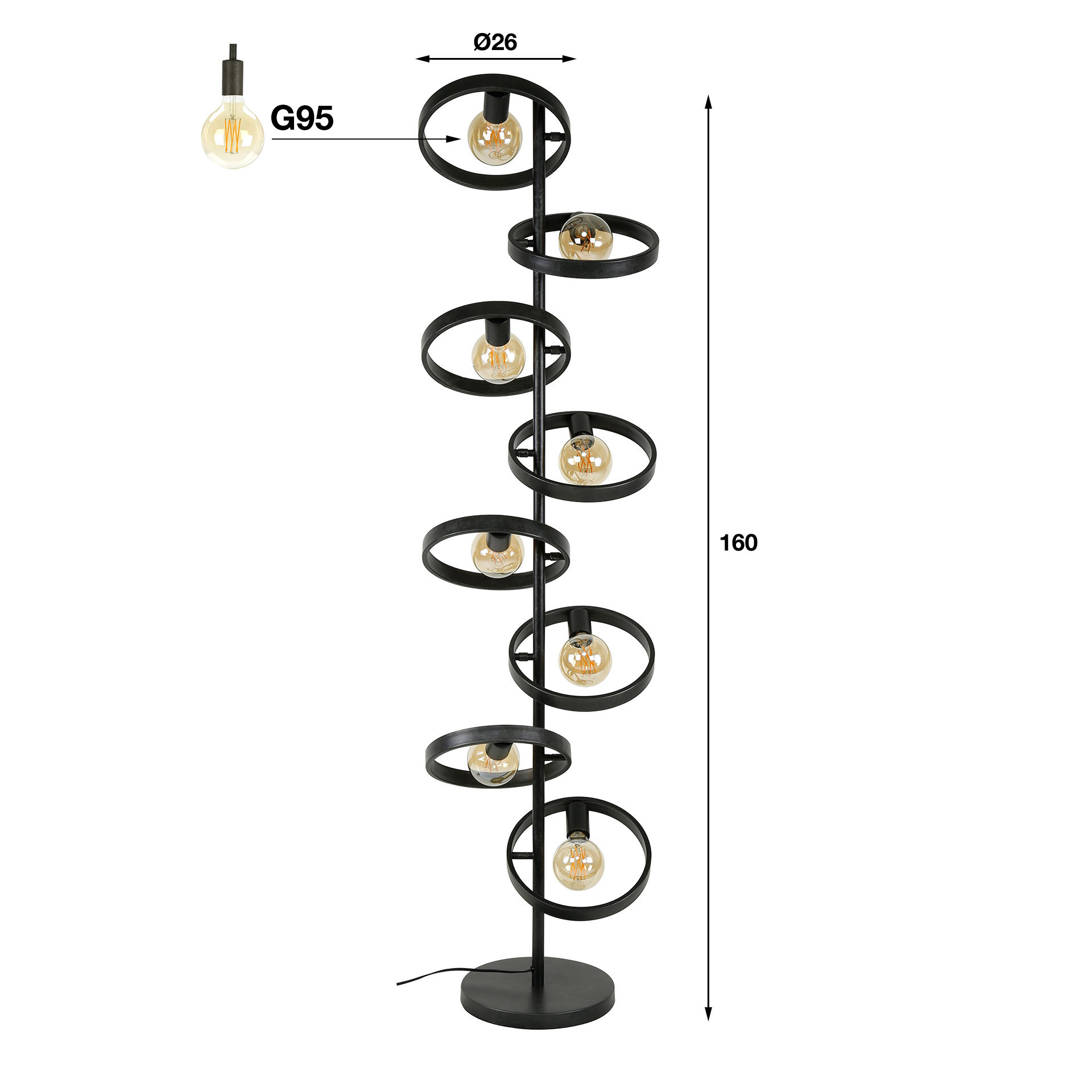 Lampadaire 8L hover / Charbon