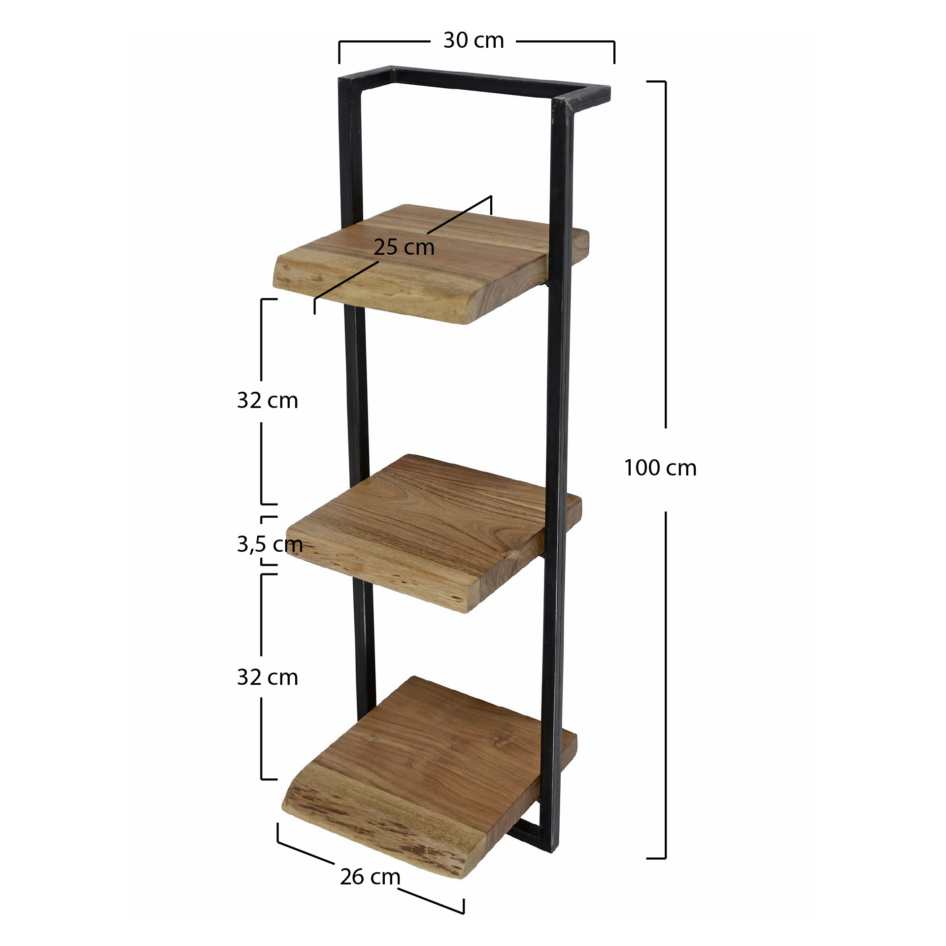 Etagère murale Rivé 30cm H=100cm