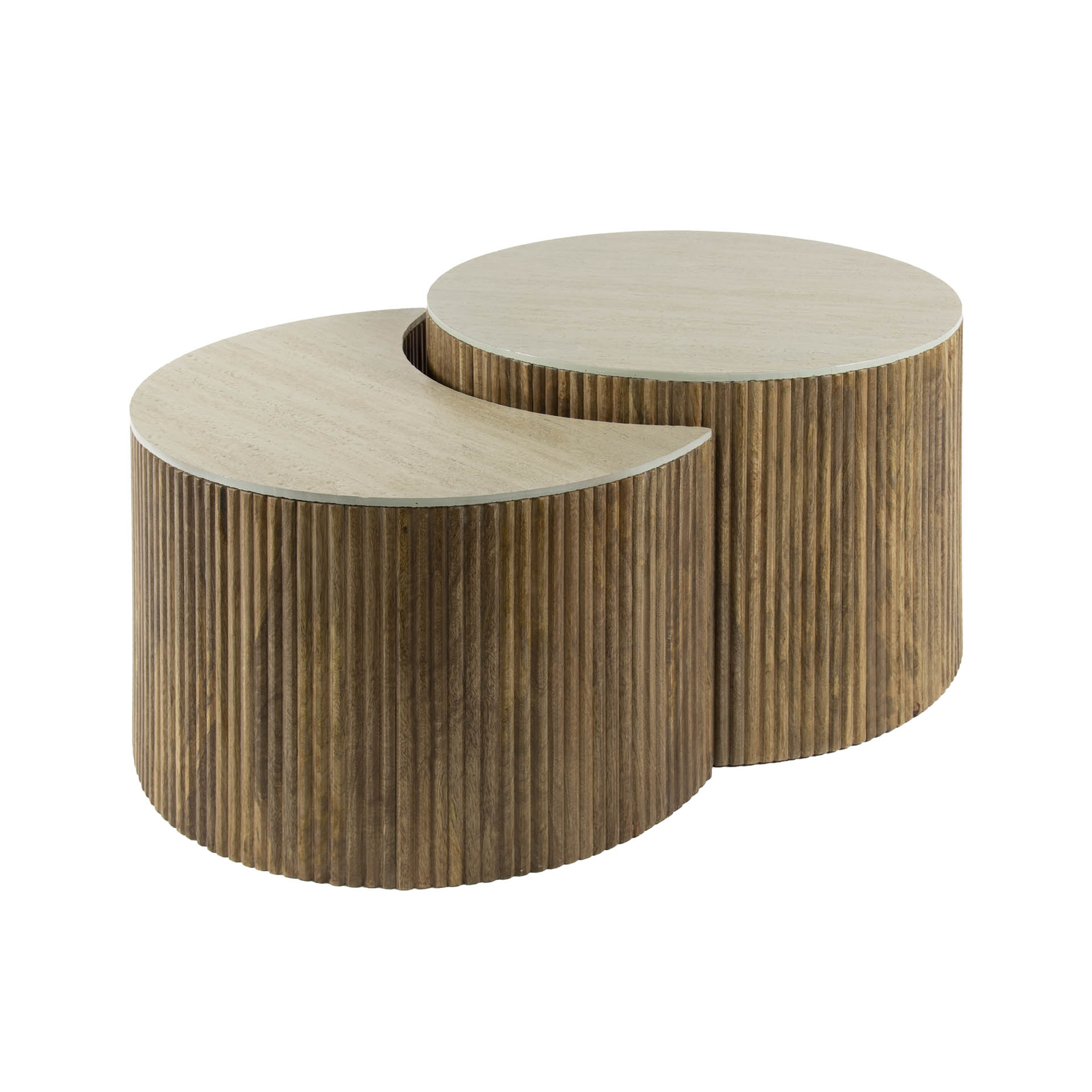 Table basse Nuovo demi-ronde - Lot de 2 - Manguier massif sable