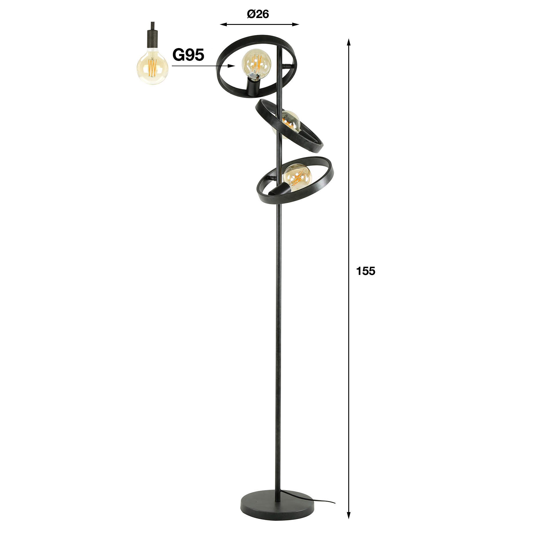 Lampadaire 3L hover / Charbon