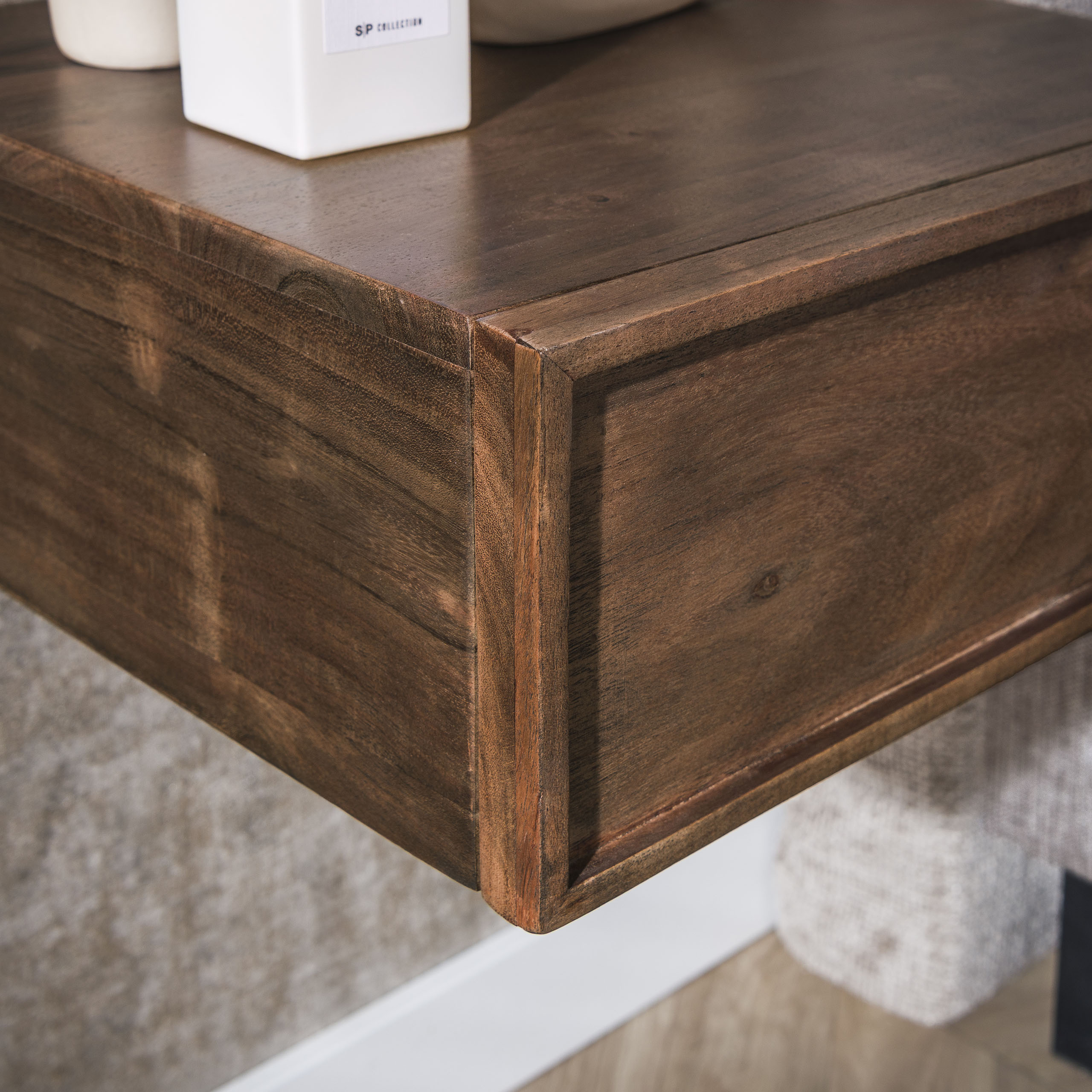 Table de chevet Frame flottant 1 tiroir - lot de 2 - Acacia marron