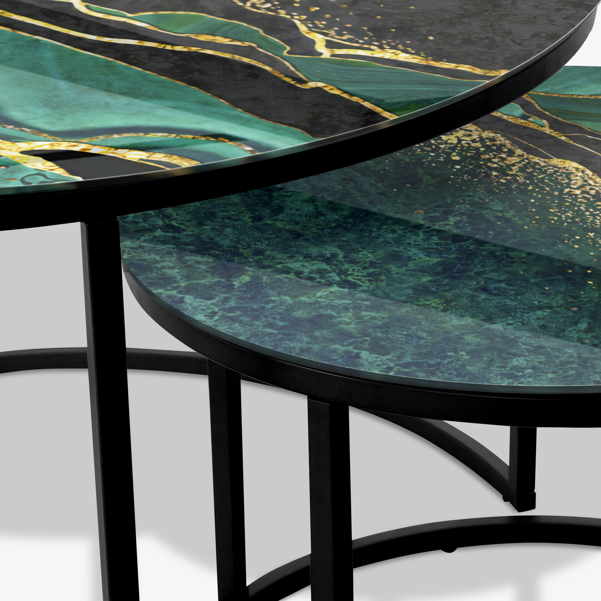 Table basse Noir - Marbre Vert