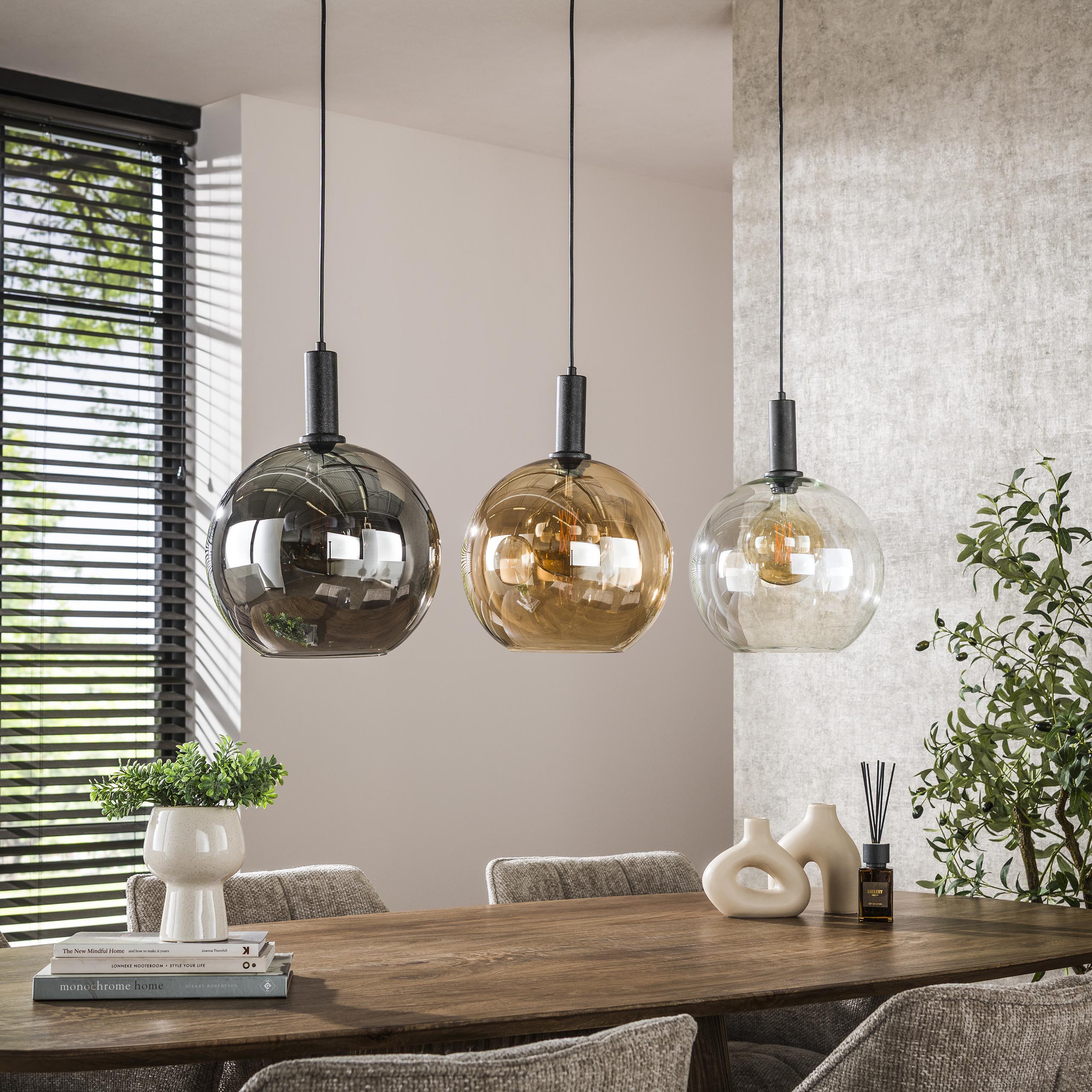 Lampe suspendue Sfera Tricolore 3 lumières - Noir arctique