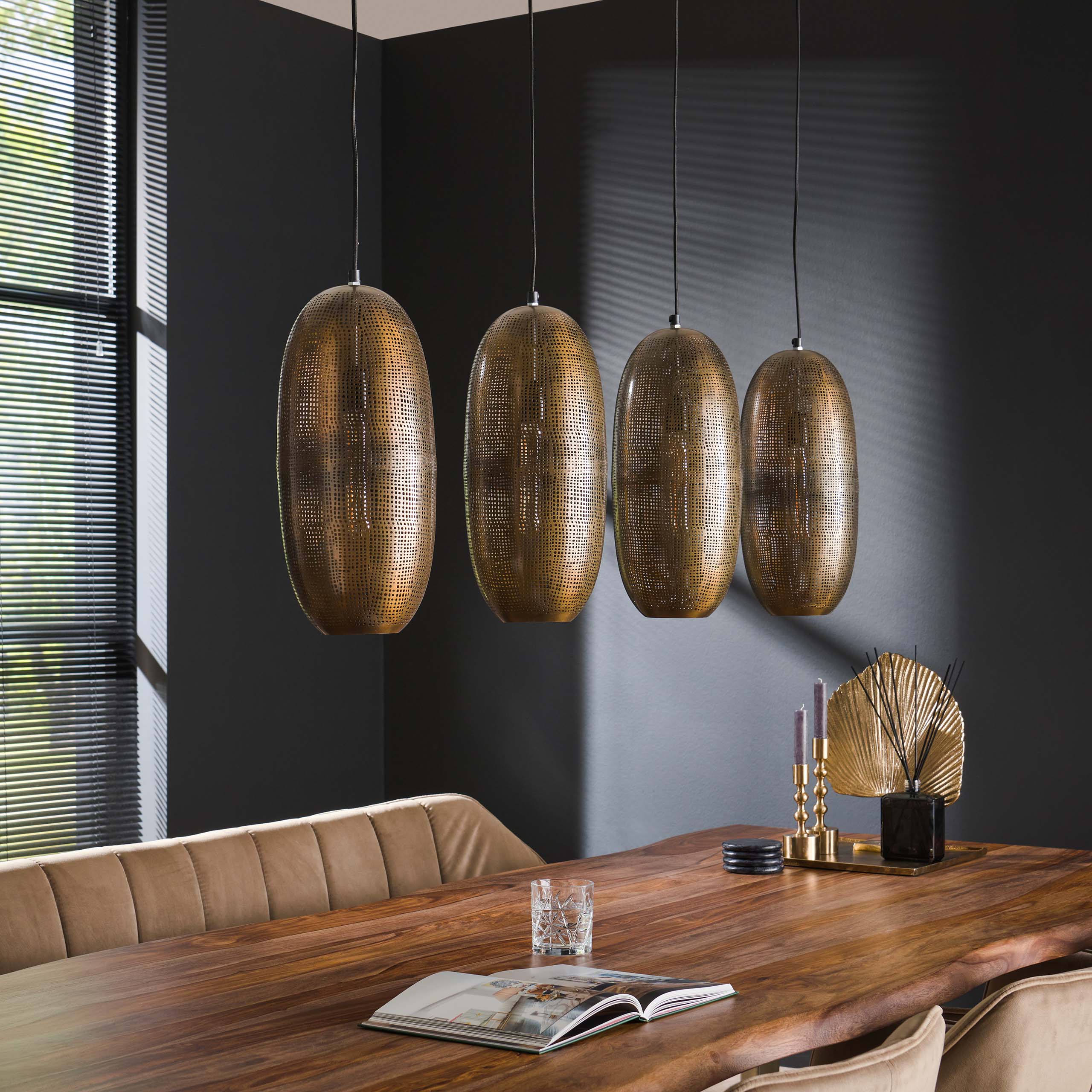 Lampe suspendue 4L cosmique / Bronze antique