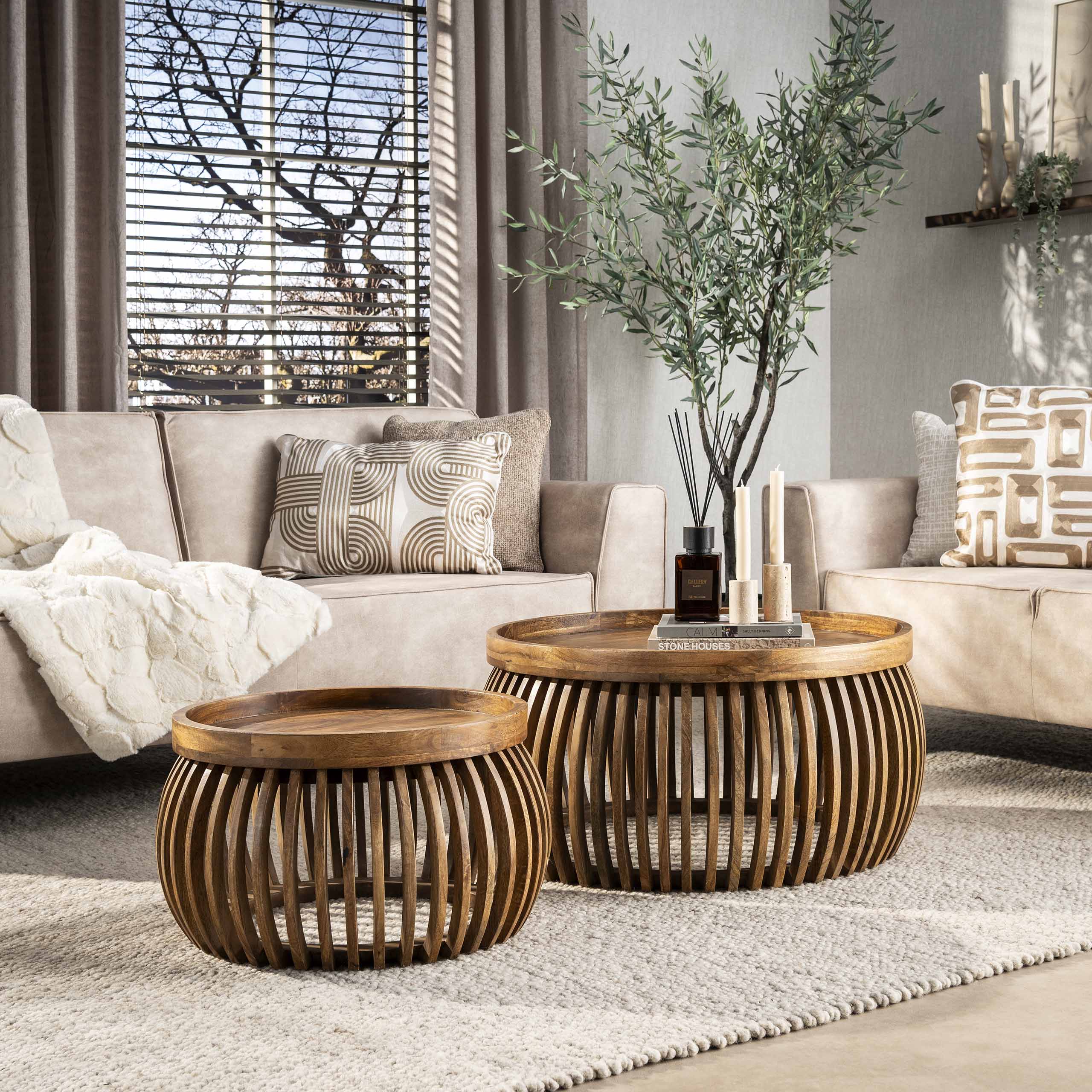 Table basse Tweak Curve - lot de 2 - Manguier massif sable