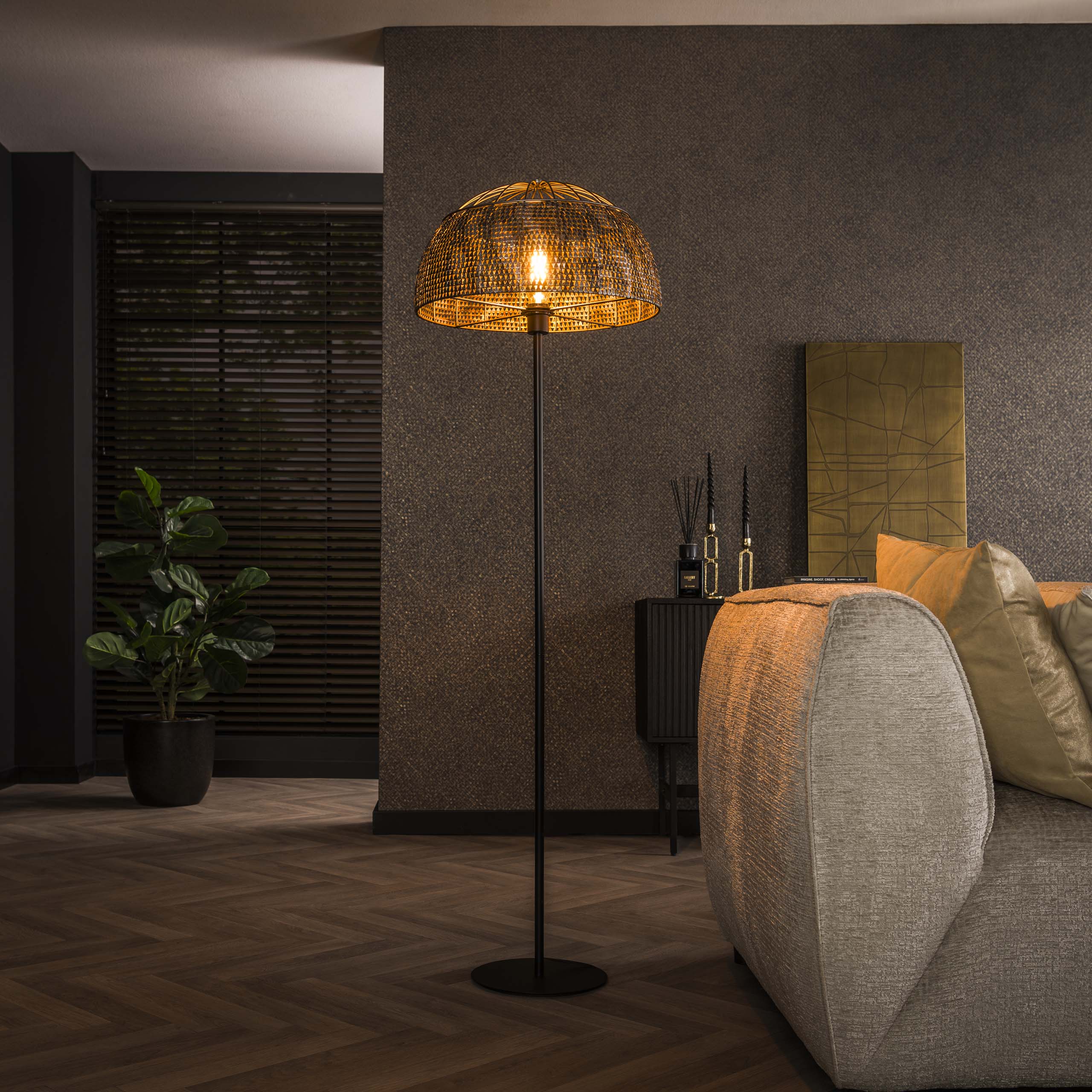 Lampadaire Ø50 armor ouvert / Brun noir