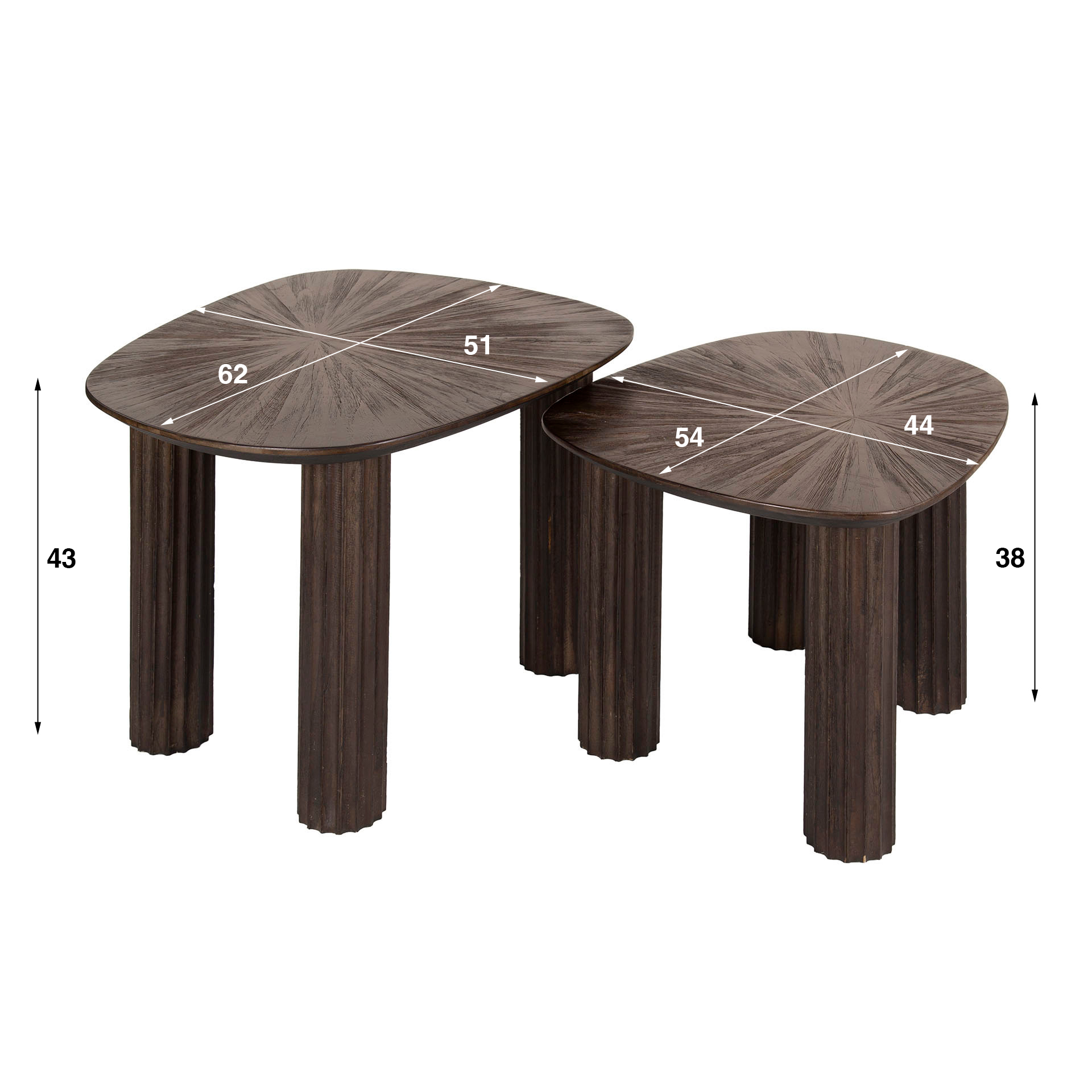 Table basse Maya en teck quadrangulaire - lot de 2