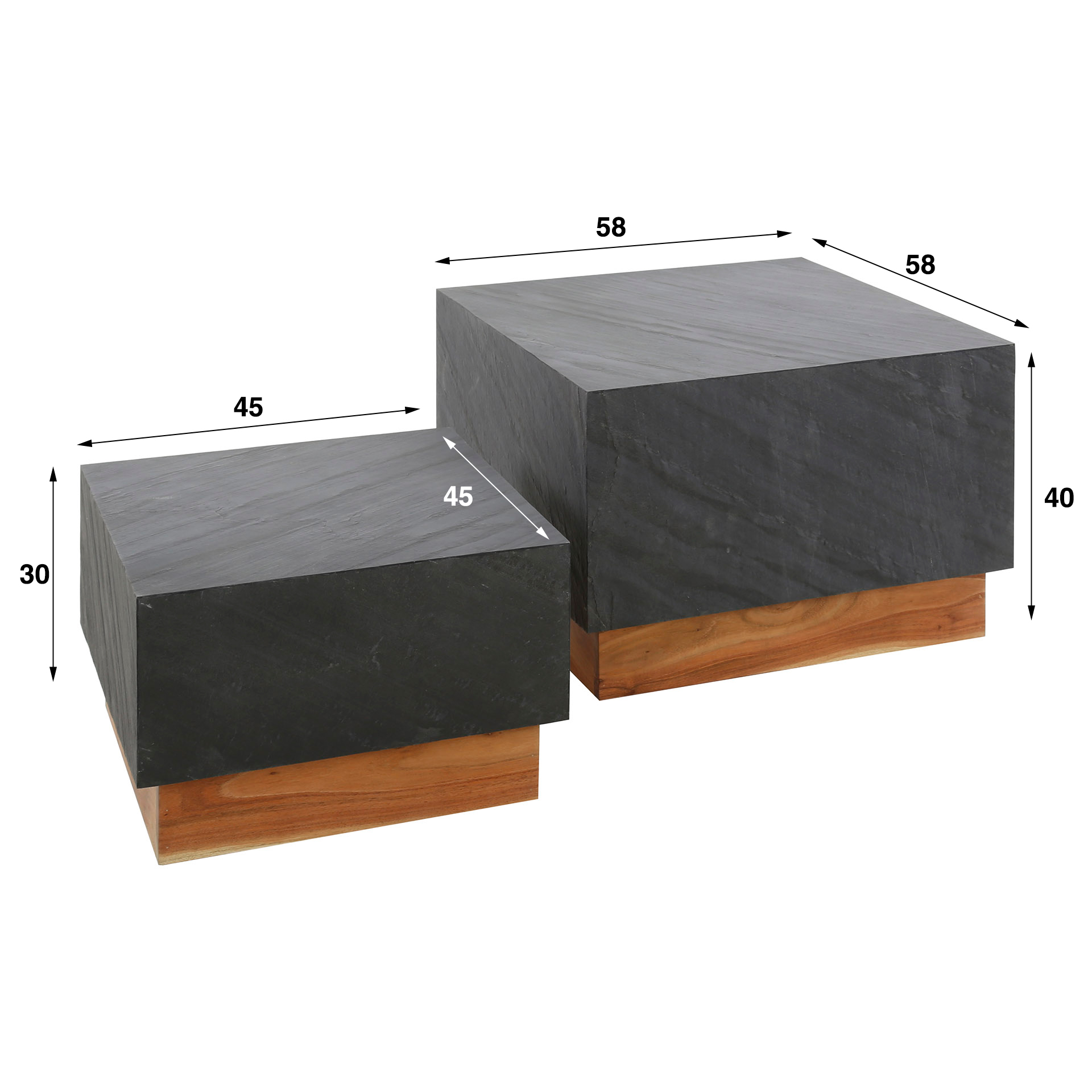 Table basse Blox Slate lot de 2 - Ardoise