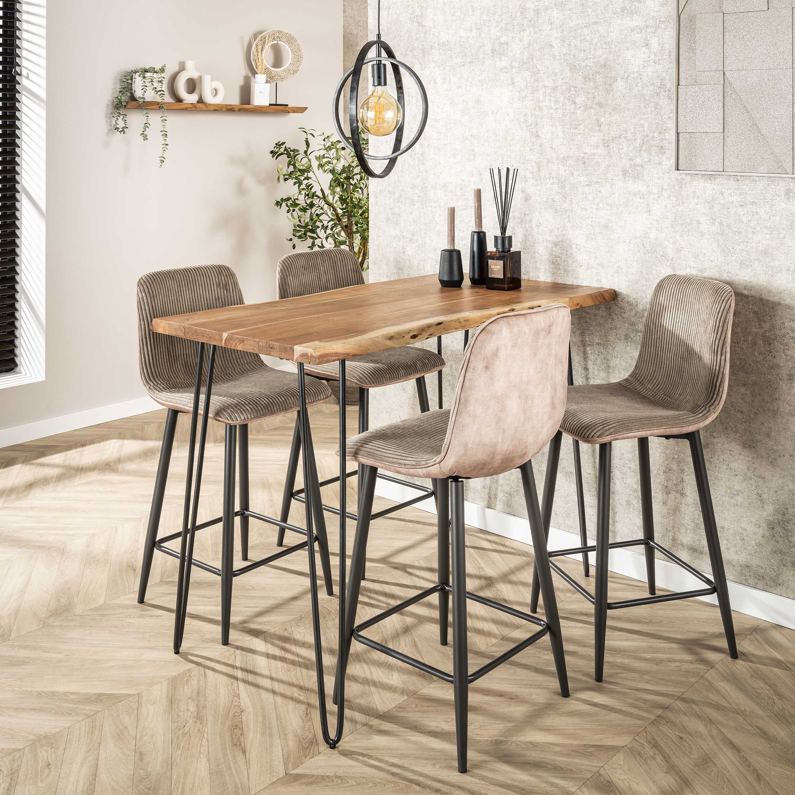 Chaise de bar Rib - emballé par 2 - Sable rocheux
