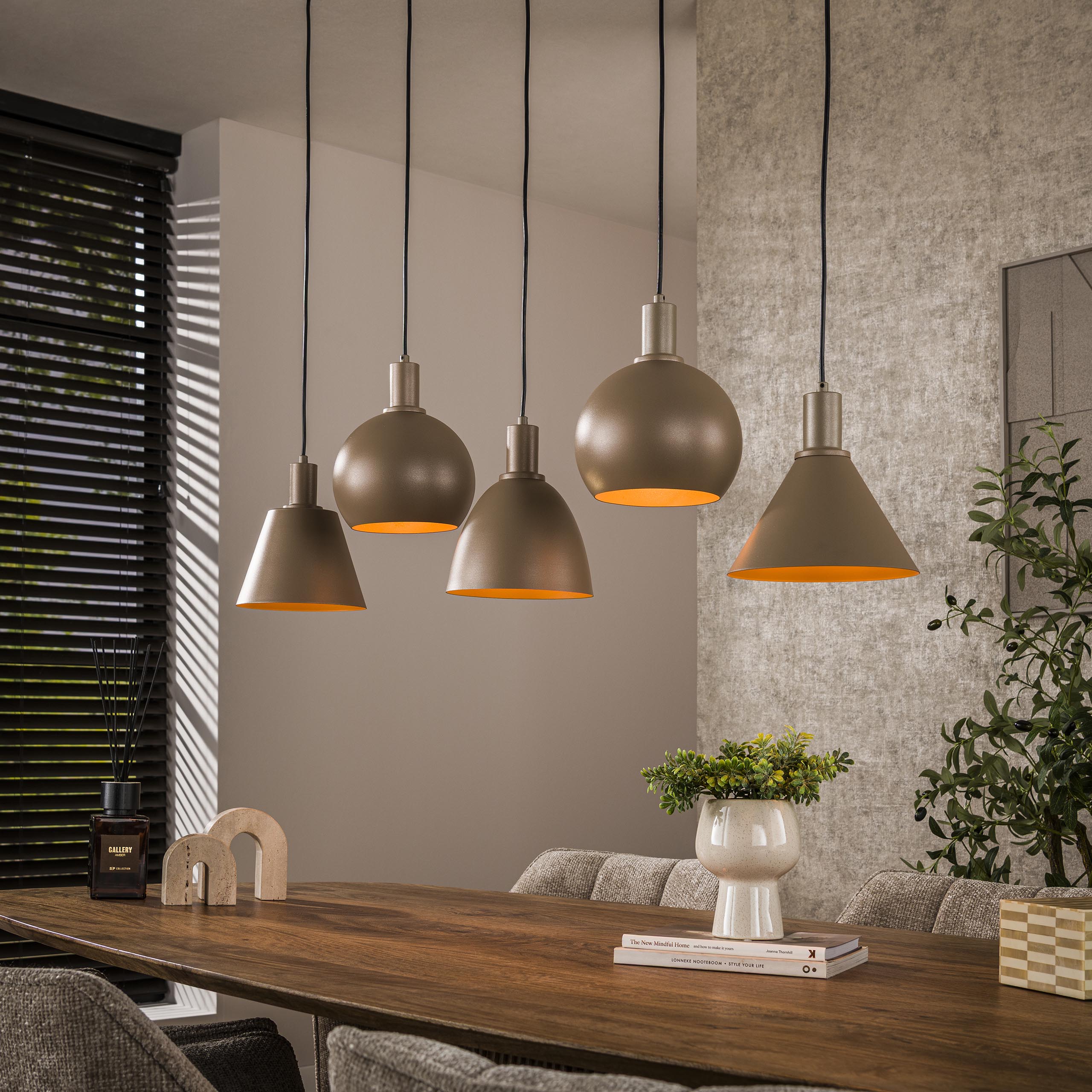 Lampe à suspension Metallo 5 lumières - Beige