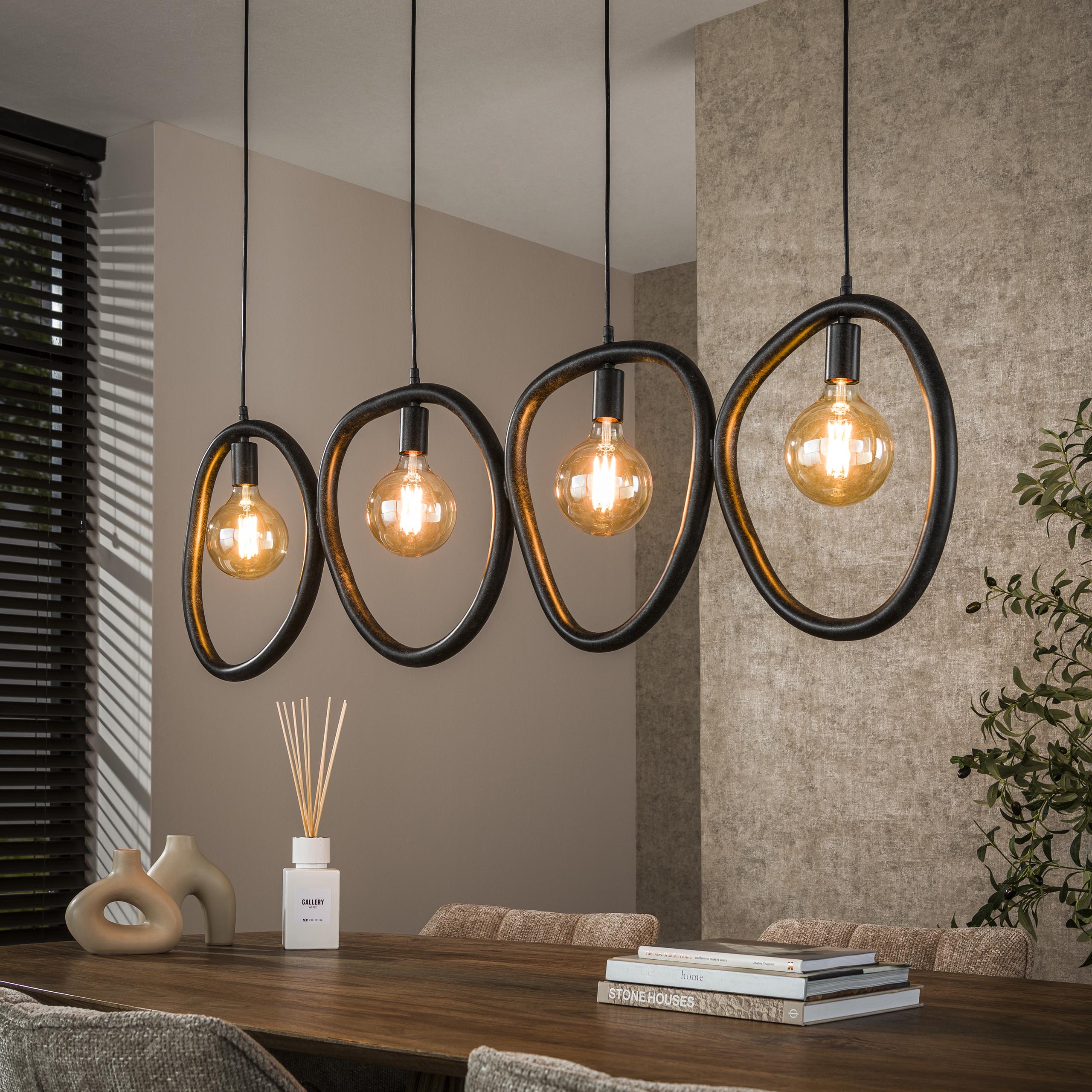 Lampe suspendue Pebble 4 lumières - Noir arctique
