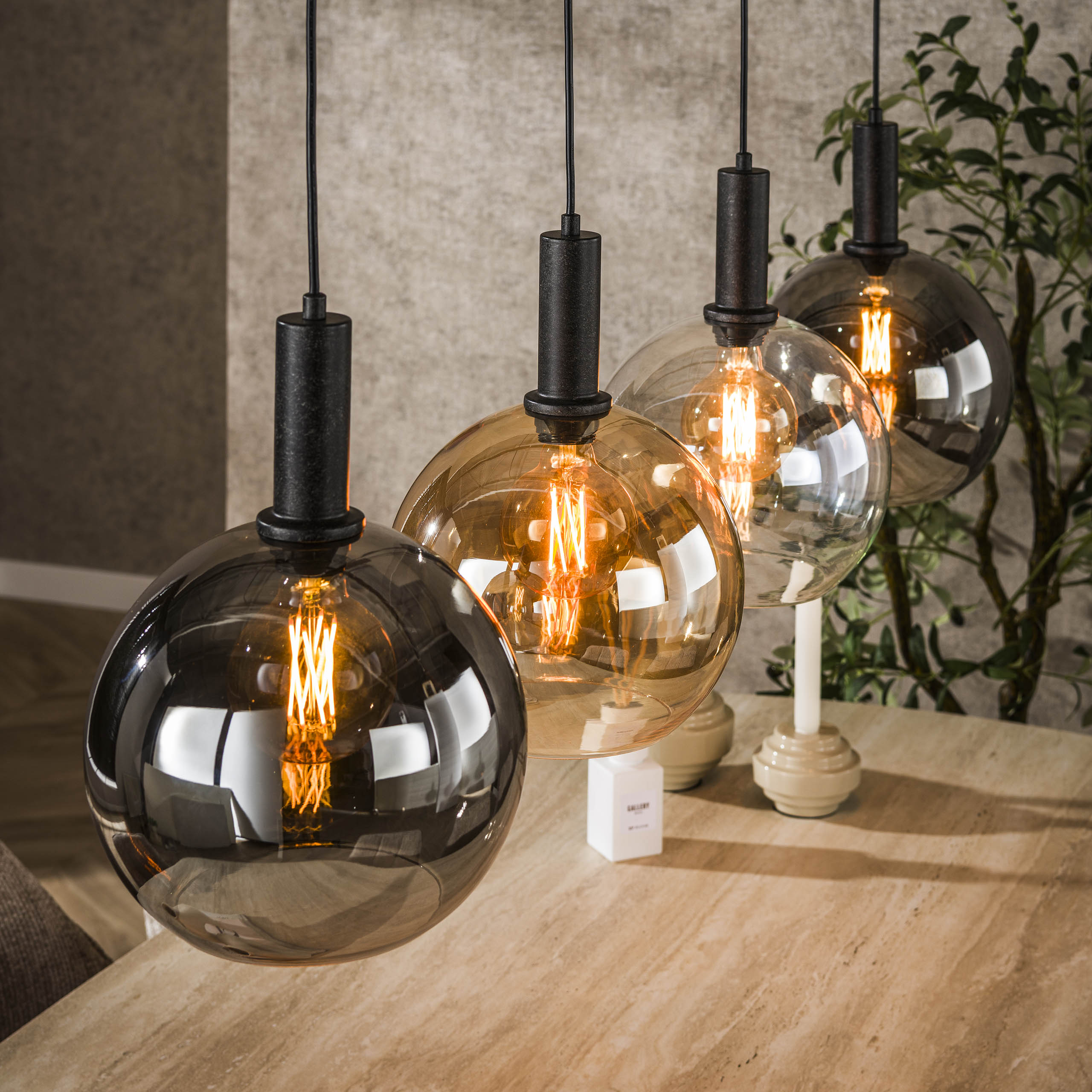 Lampe à suspension Sfera Tricolore 4 lumières - Noir arctique