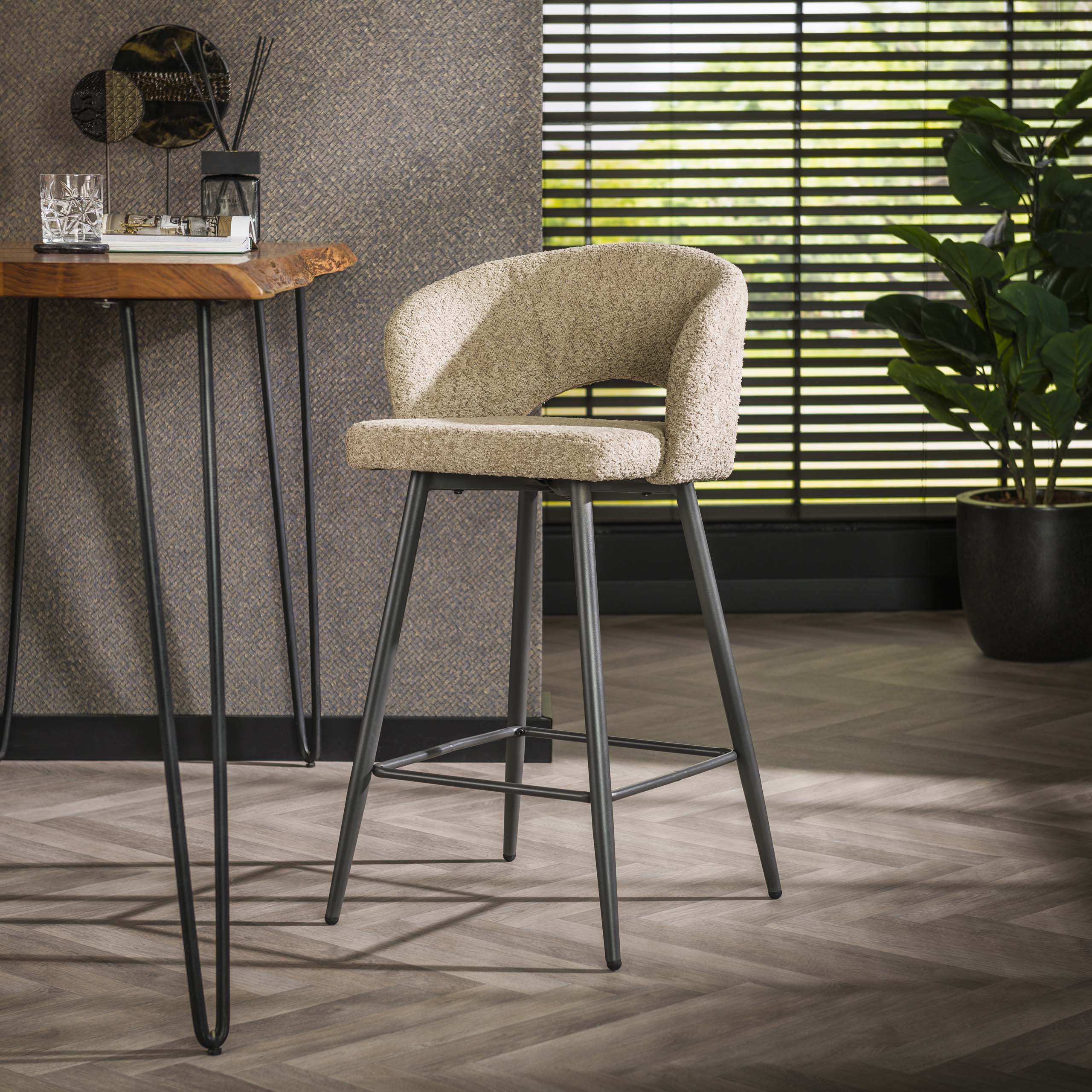 Chaise de bar Salon - lot de 2 - Sable bouclé