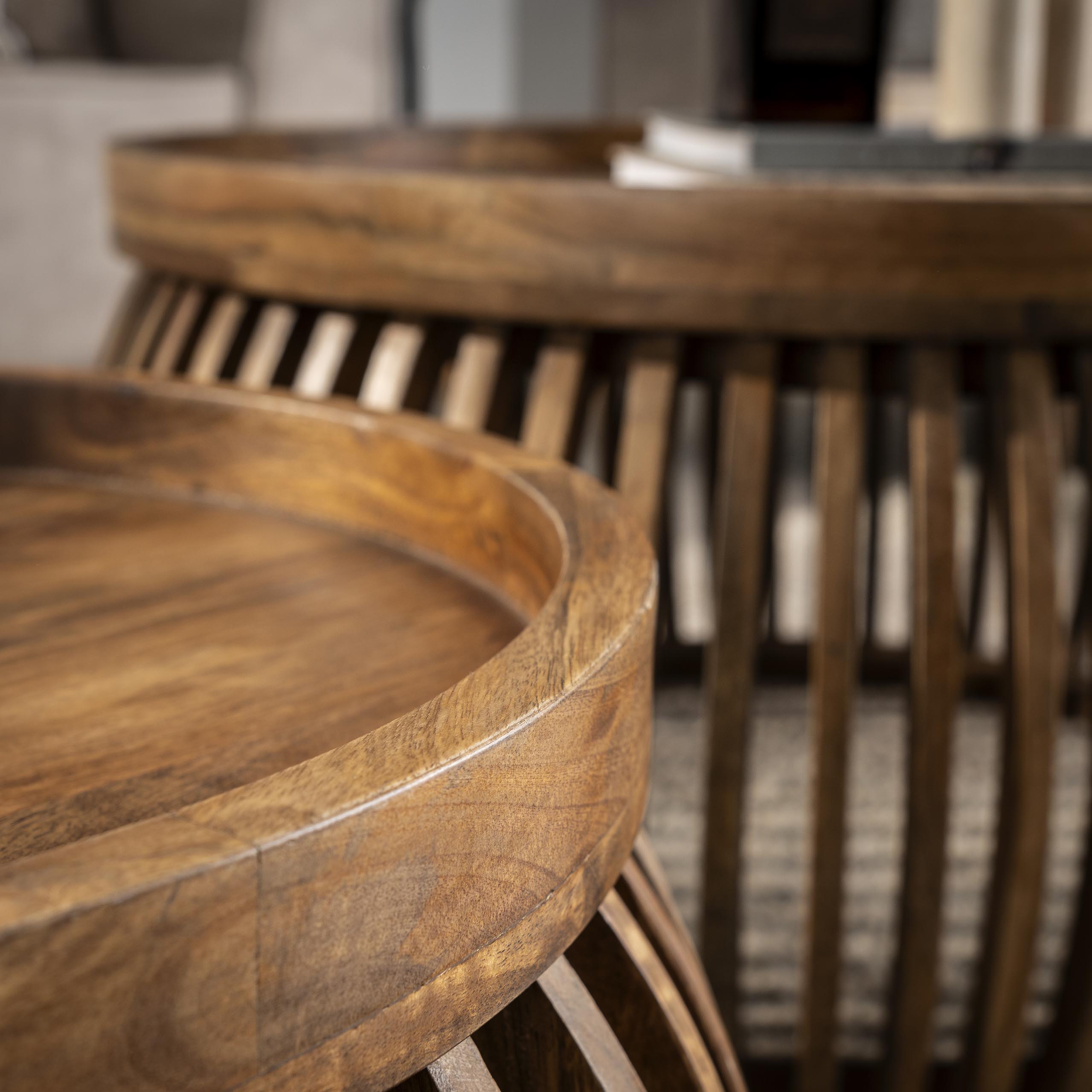 Table basse Tweak Curve - lot de 2 - Manguier massif sable