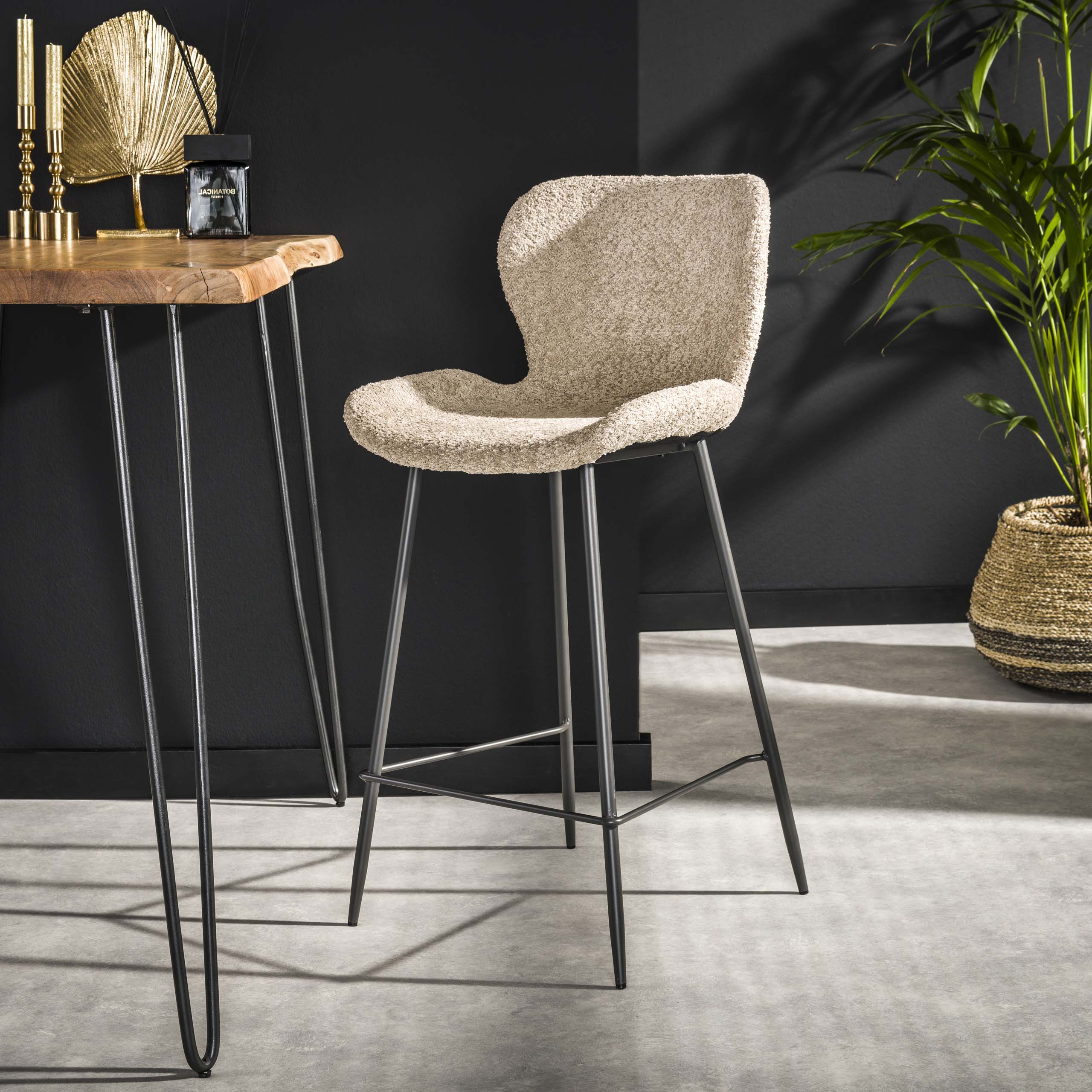 Tabouret de bar tube rond. VPE4 / Boucle couleur sable