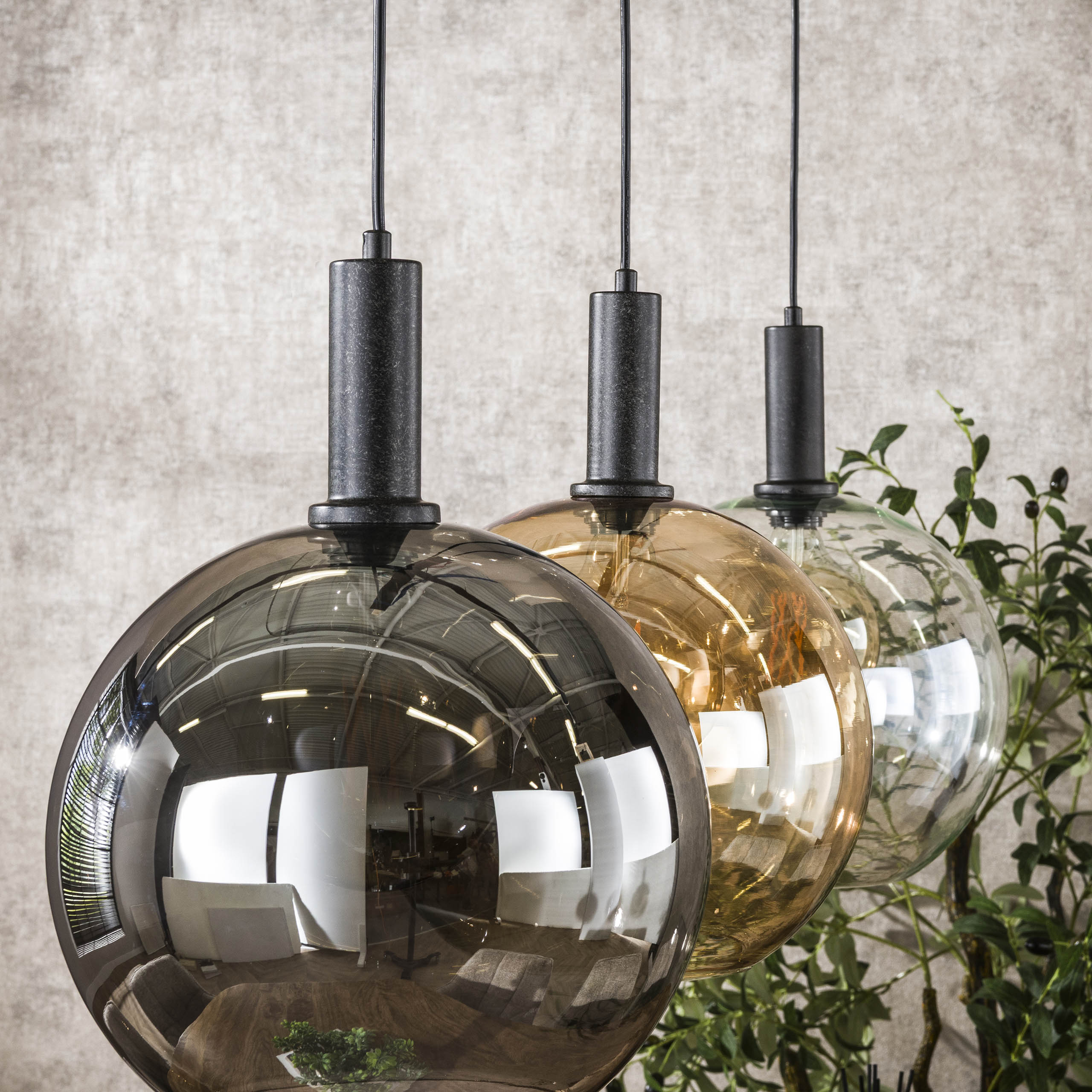 Lampe suspendue Sfera Tricolore 3 lumières - Noir arctique