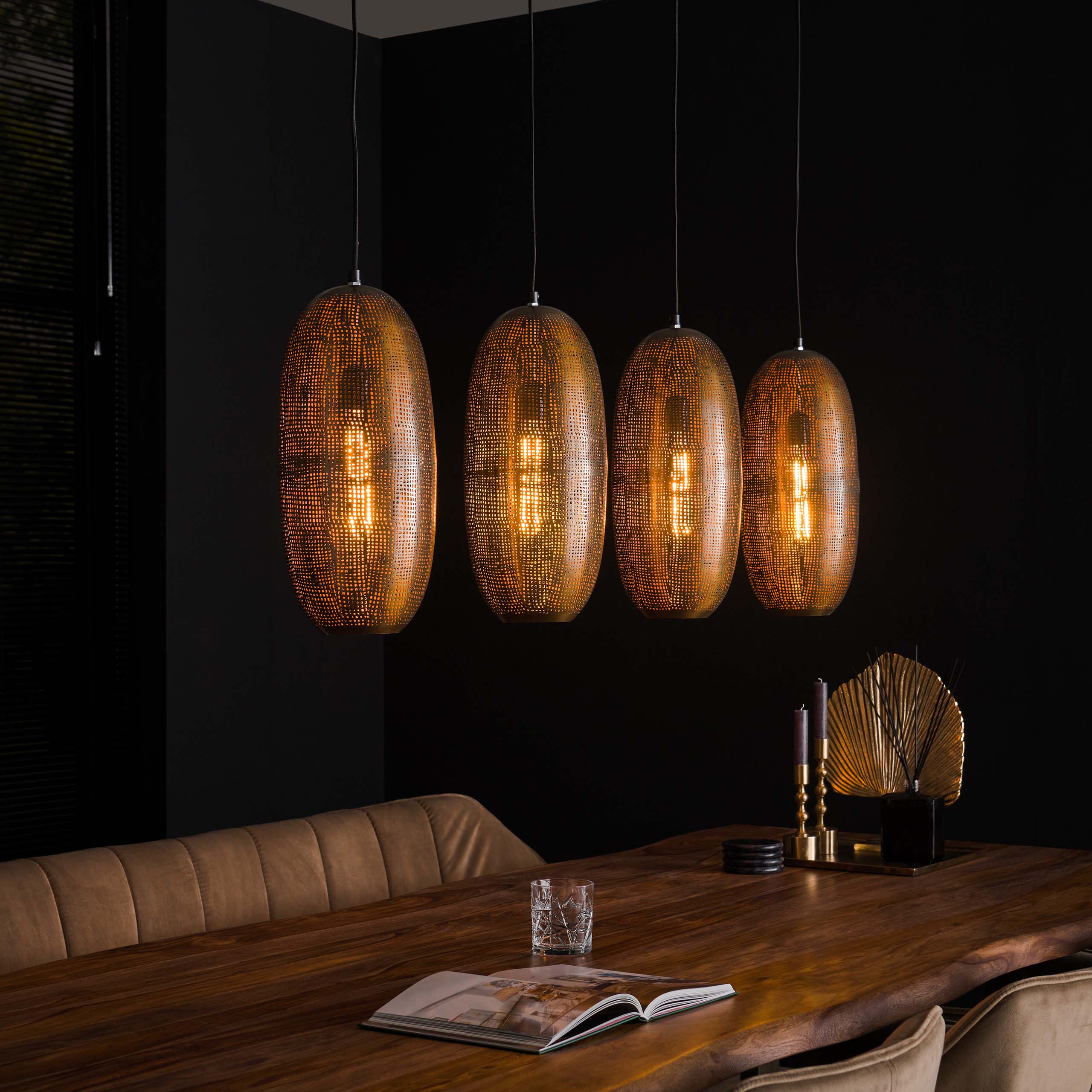 Lampe suspendue 4L cosmique / Bronze antique