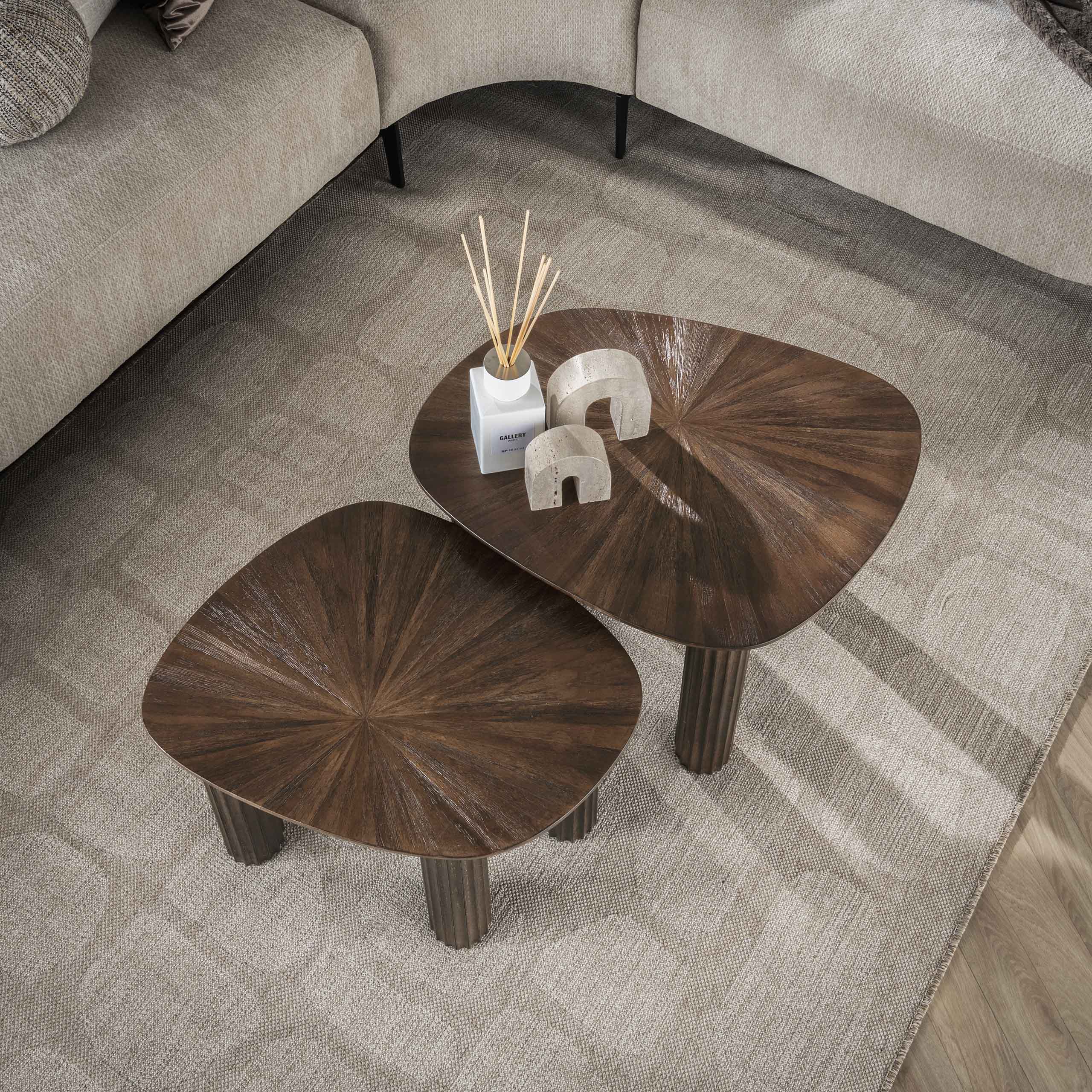 Table basse Maya en teck quadrangulaire - lot de 2