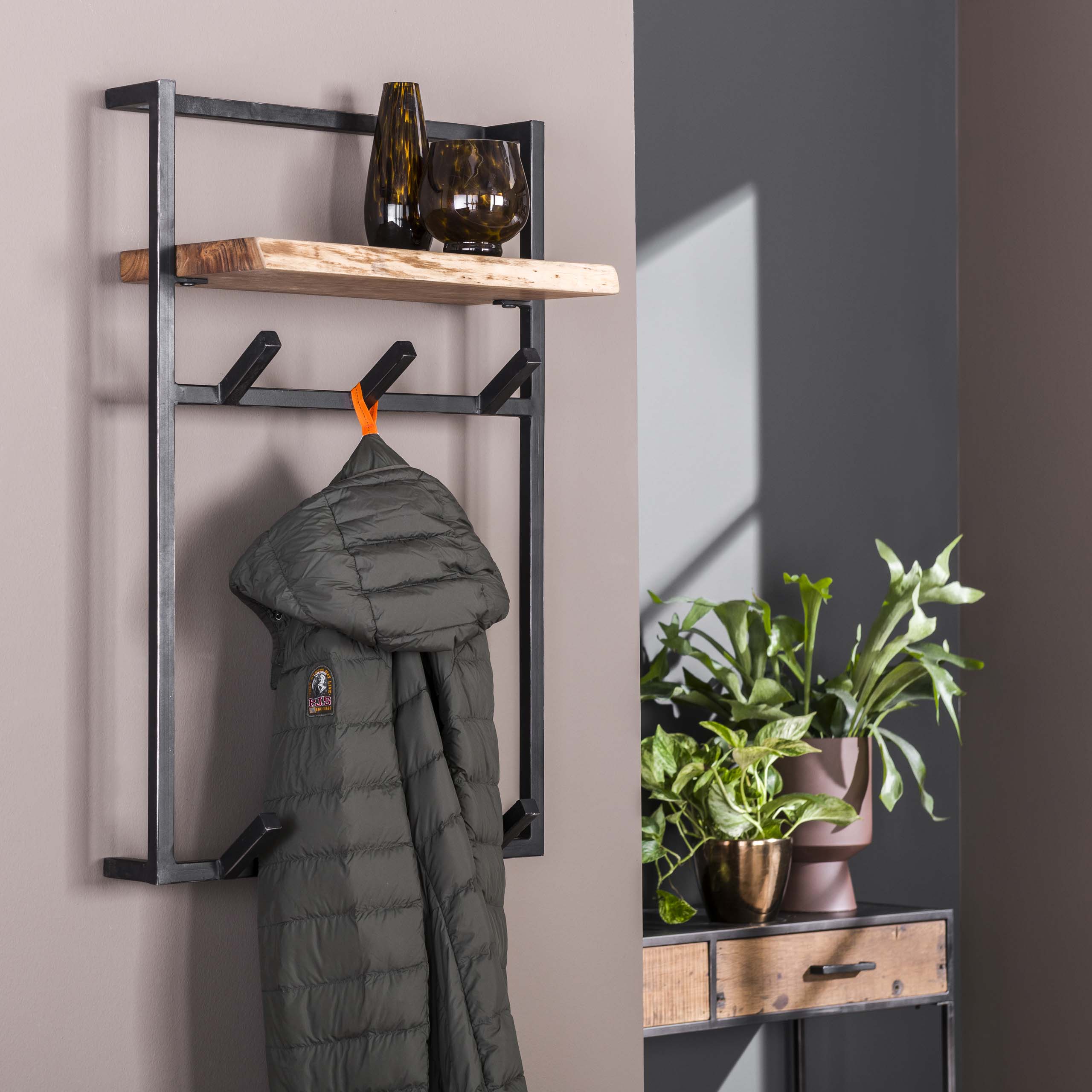 Portemanteau Air Solid haut - 6 patères - Acacia massif