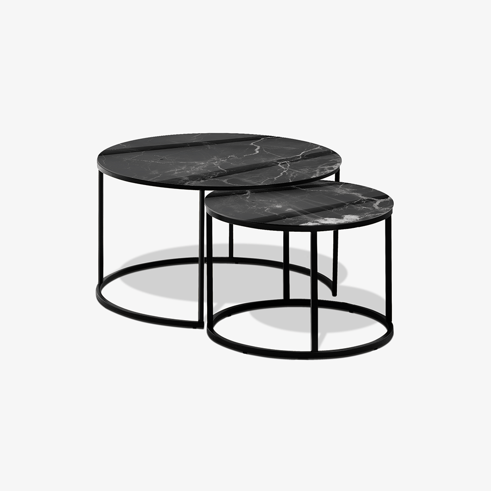 Table basse Noir - Marbre Noir & Blanc
