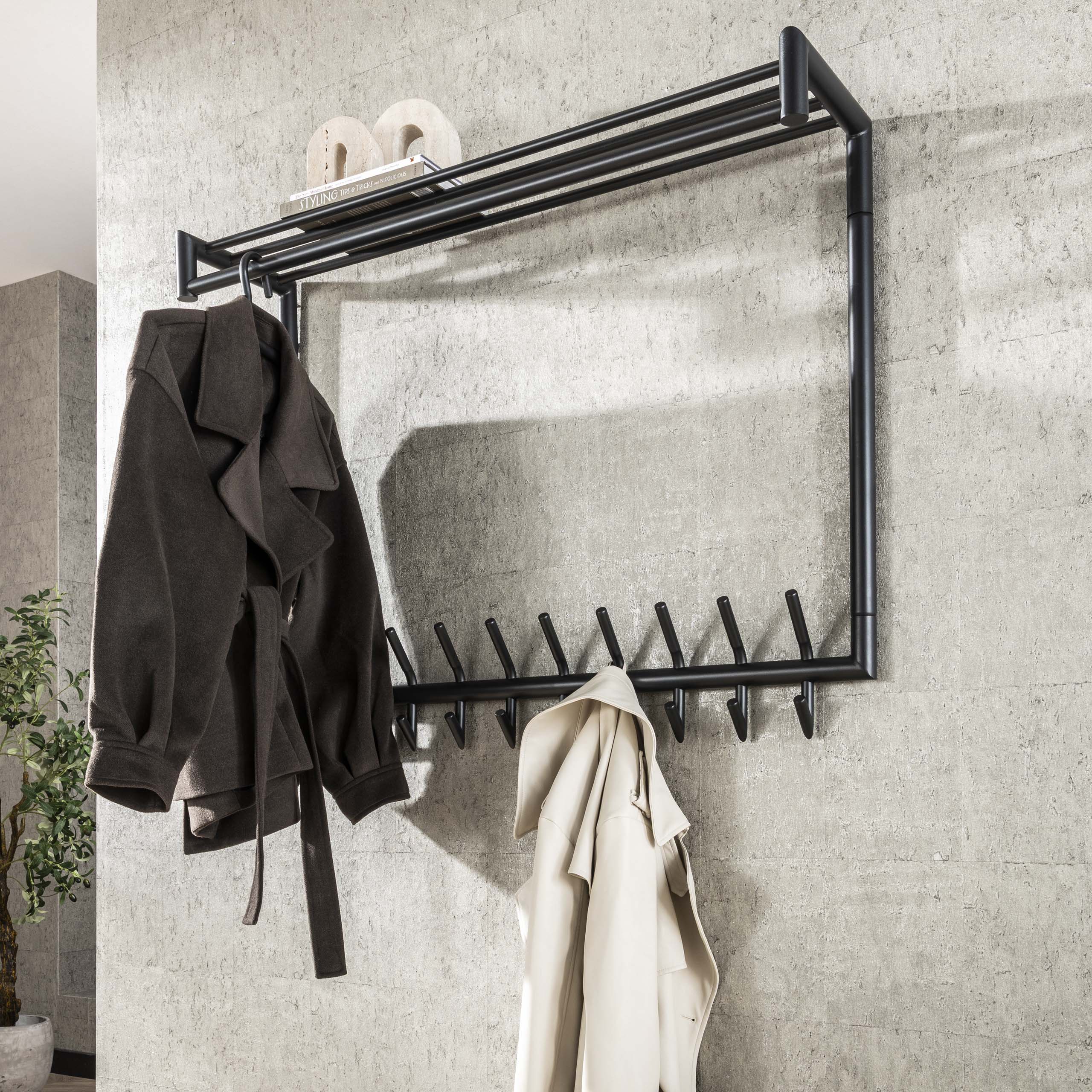 Portemanteau Tubo haut - 2x10 patères - Gris foncé mat