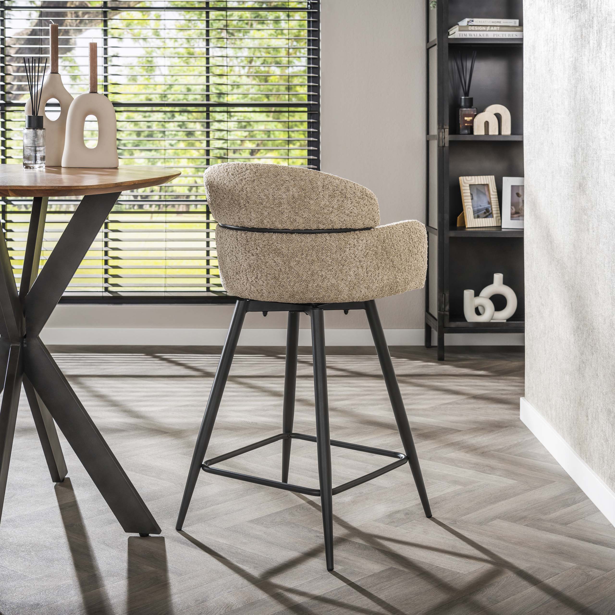 Chaise de bar pivotante boucle dossier rond VPE2 / Boucle couleur sable