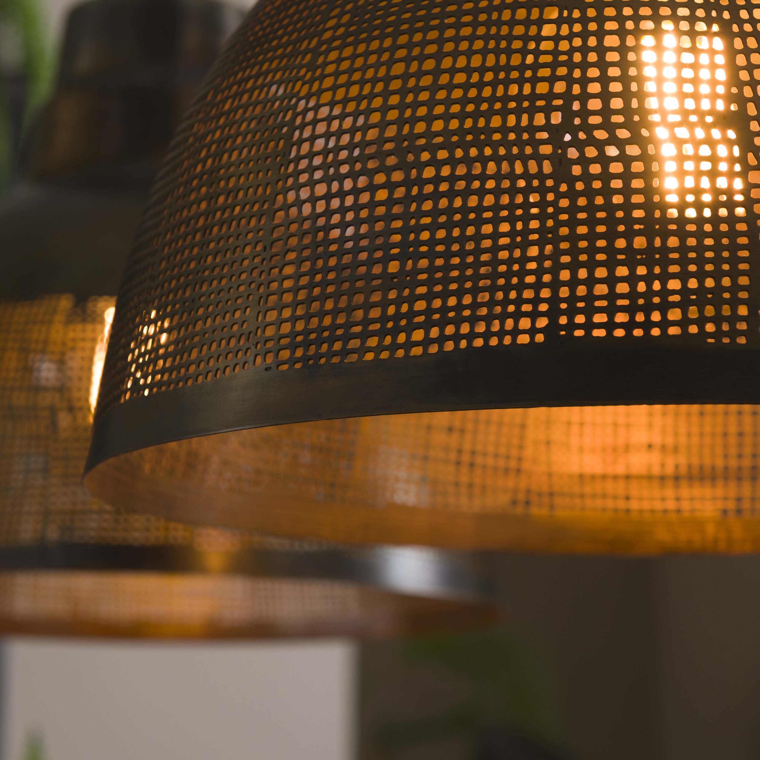 Lampe suspendue 2xØ38 écran / Bronze antique