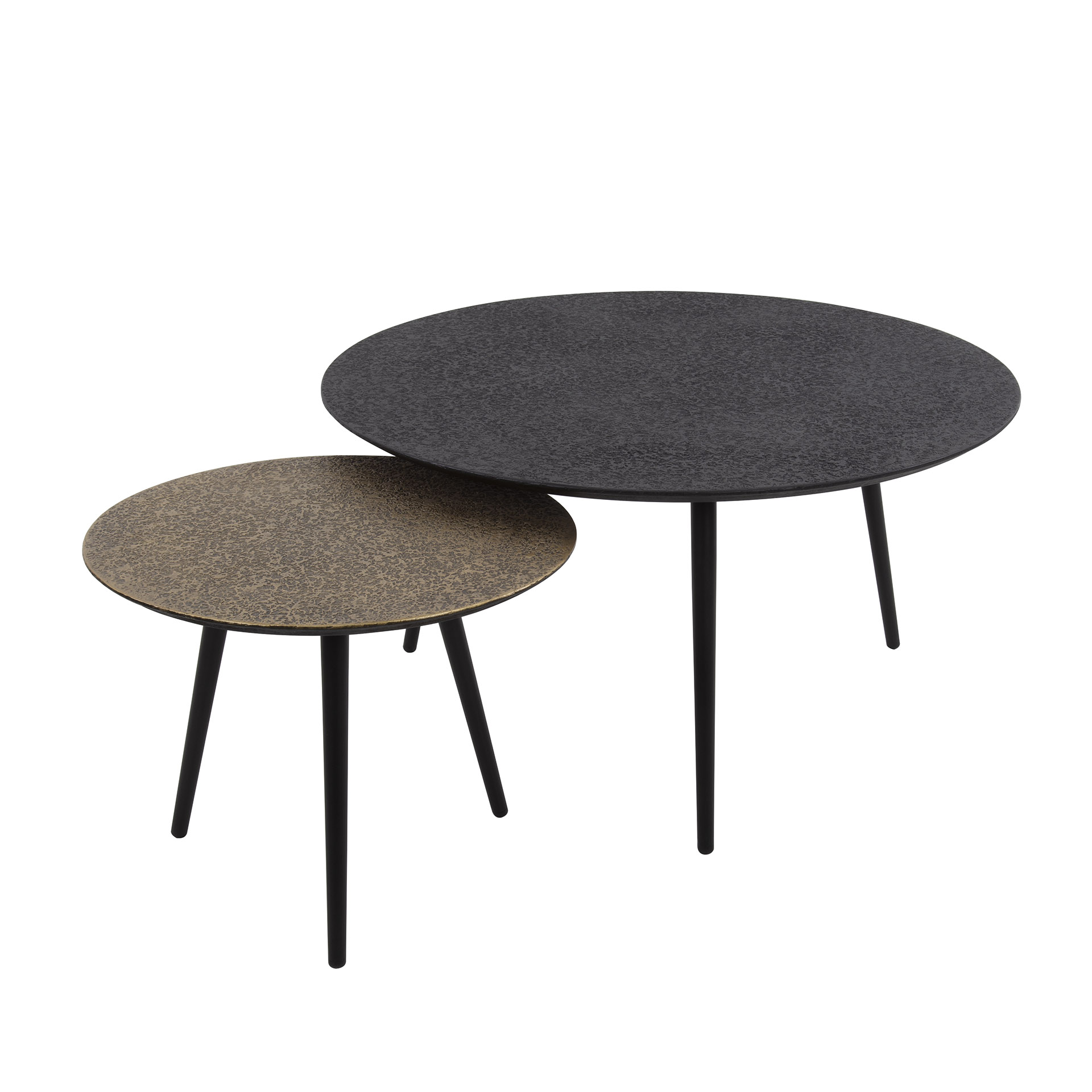 Set de tables basses/2 rondes métallisé / Gris