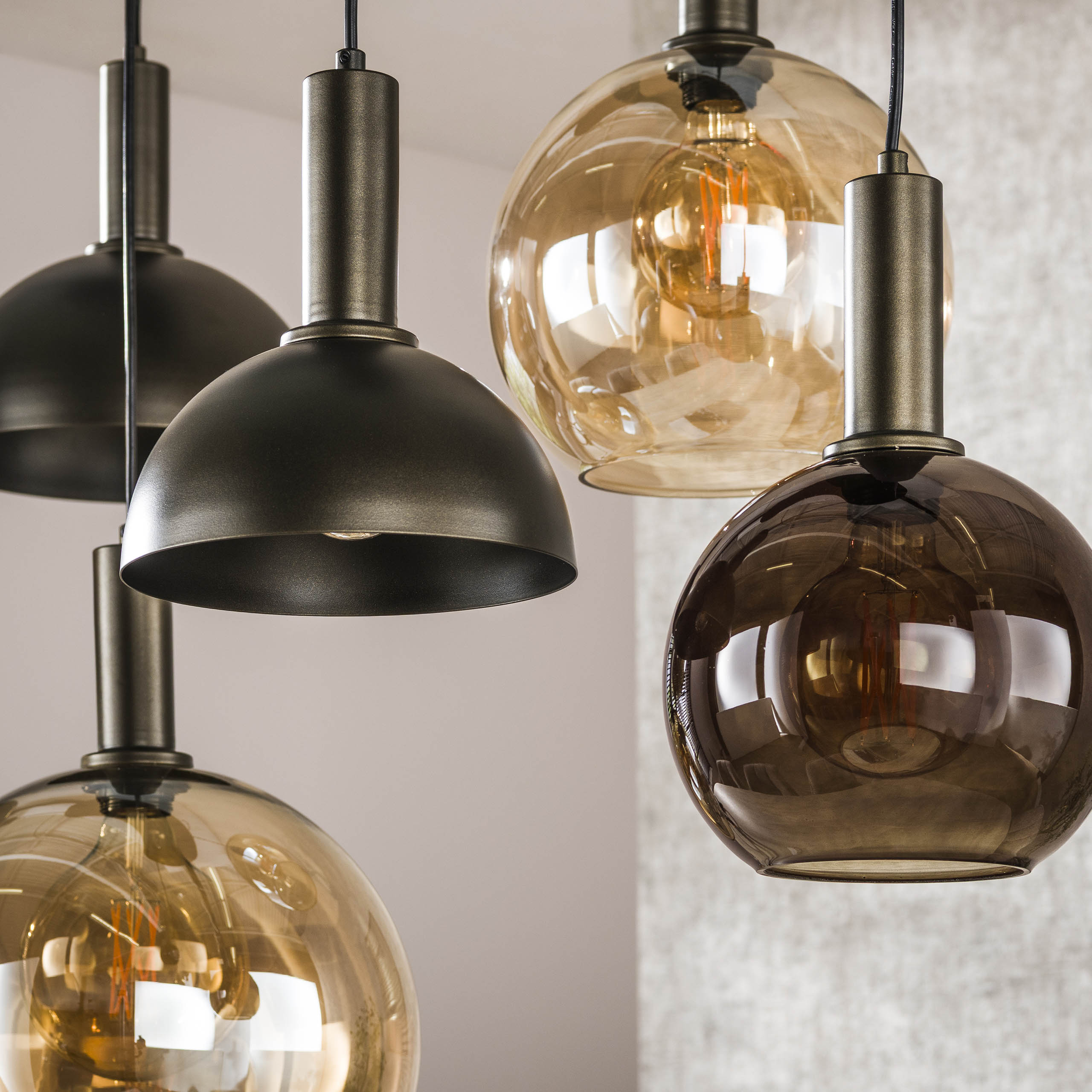 Lampe à suspension Cluster 4+3 lumières marron Sienne