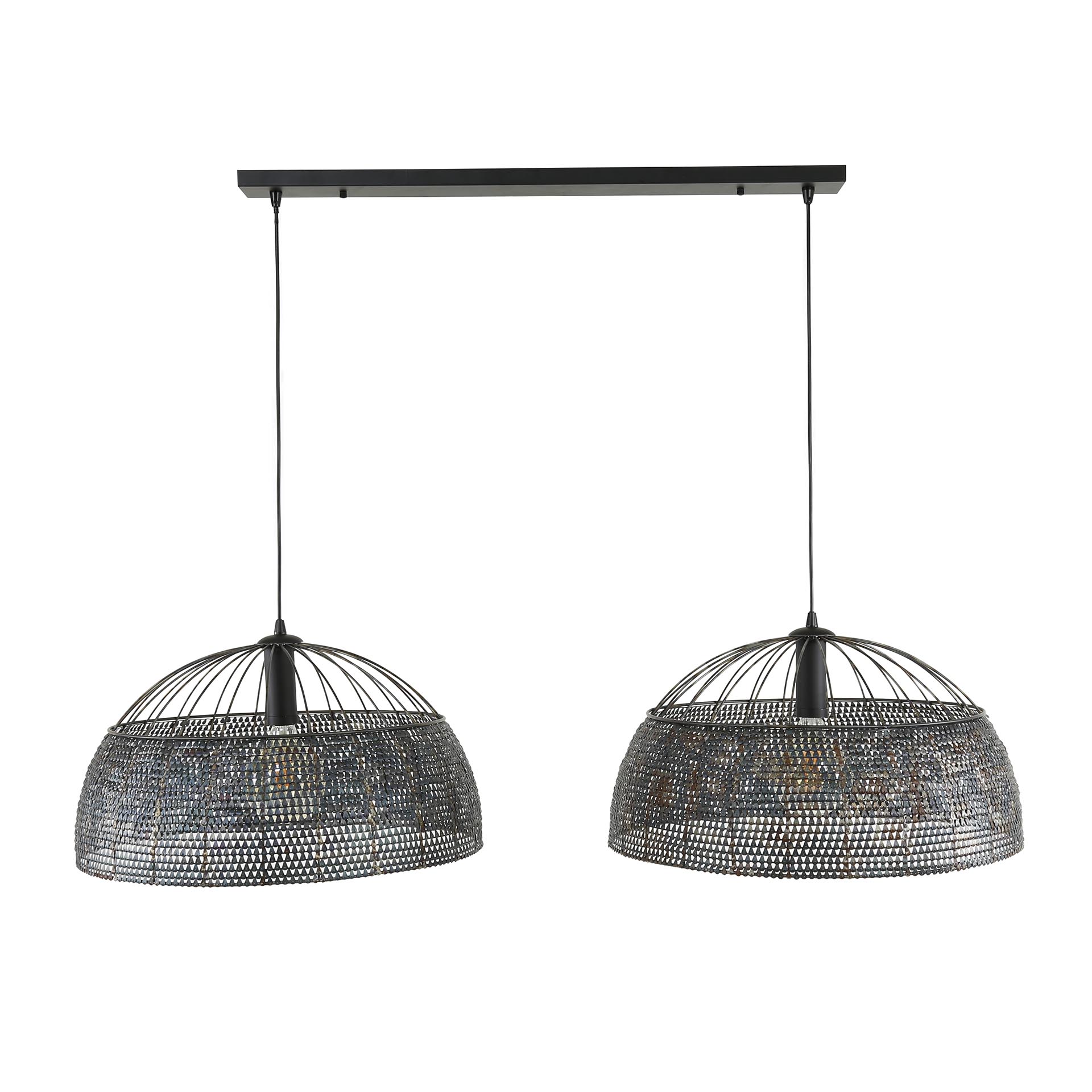 Lampe à suspension Armor Open 2 lumières Ø60 - Marron noir