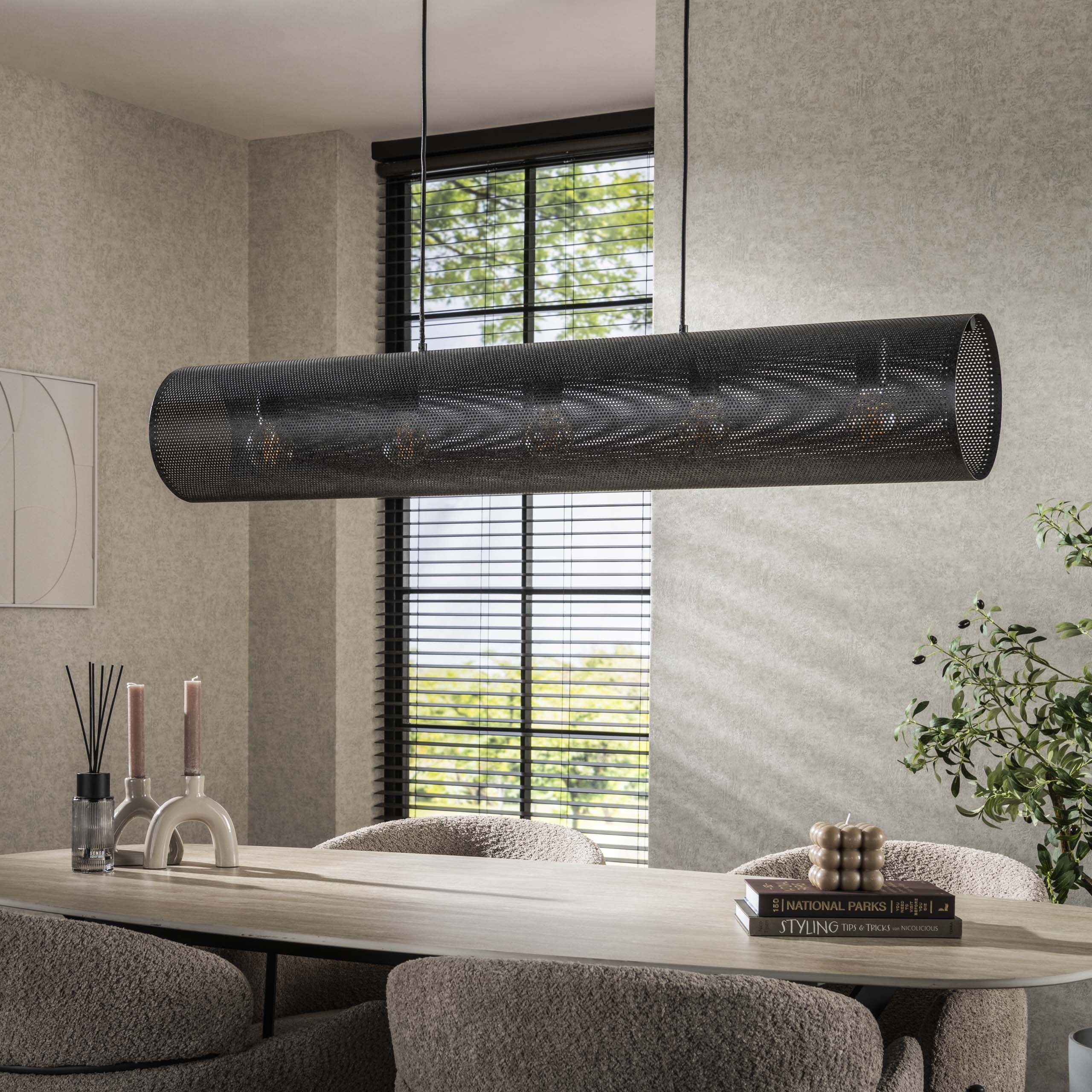 Lampe suspendue Tubon Mesh 5 lumières - Noir arctique