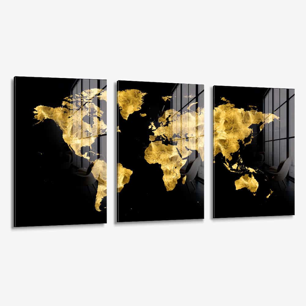 Bundle: "Golden World Map" (3x) – Verre