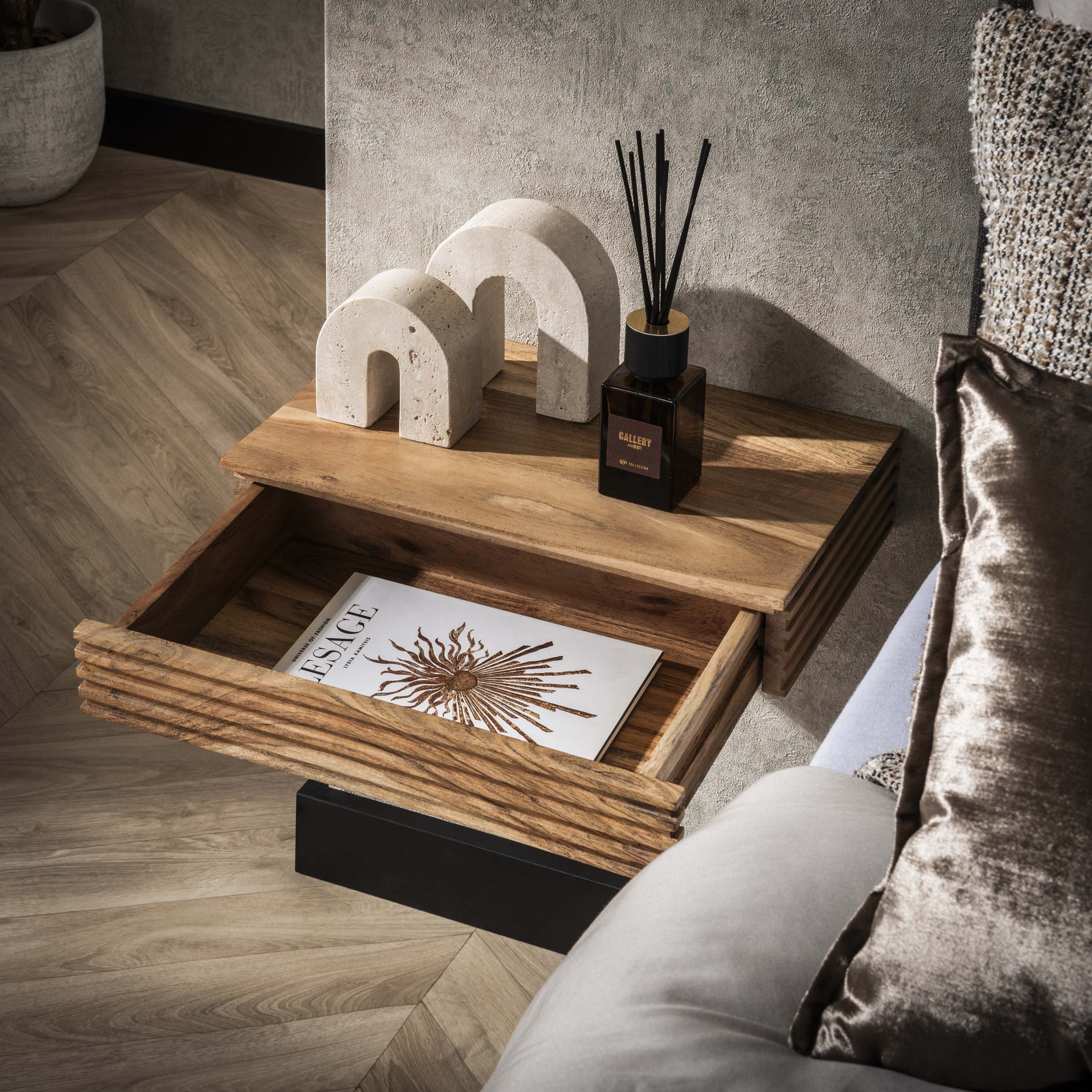 Table de chevet Layer L 1 tiroir - lot de 2 - Acacia massif