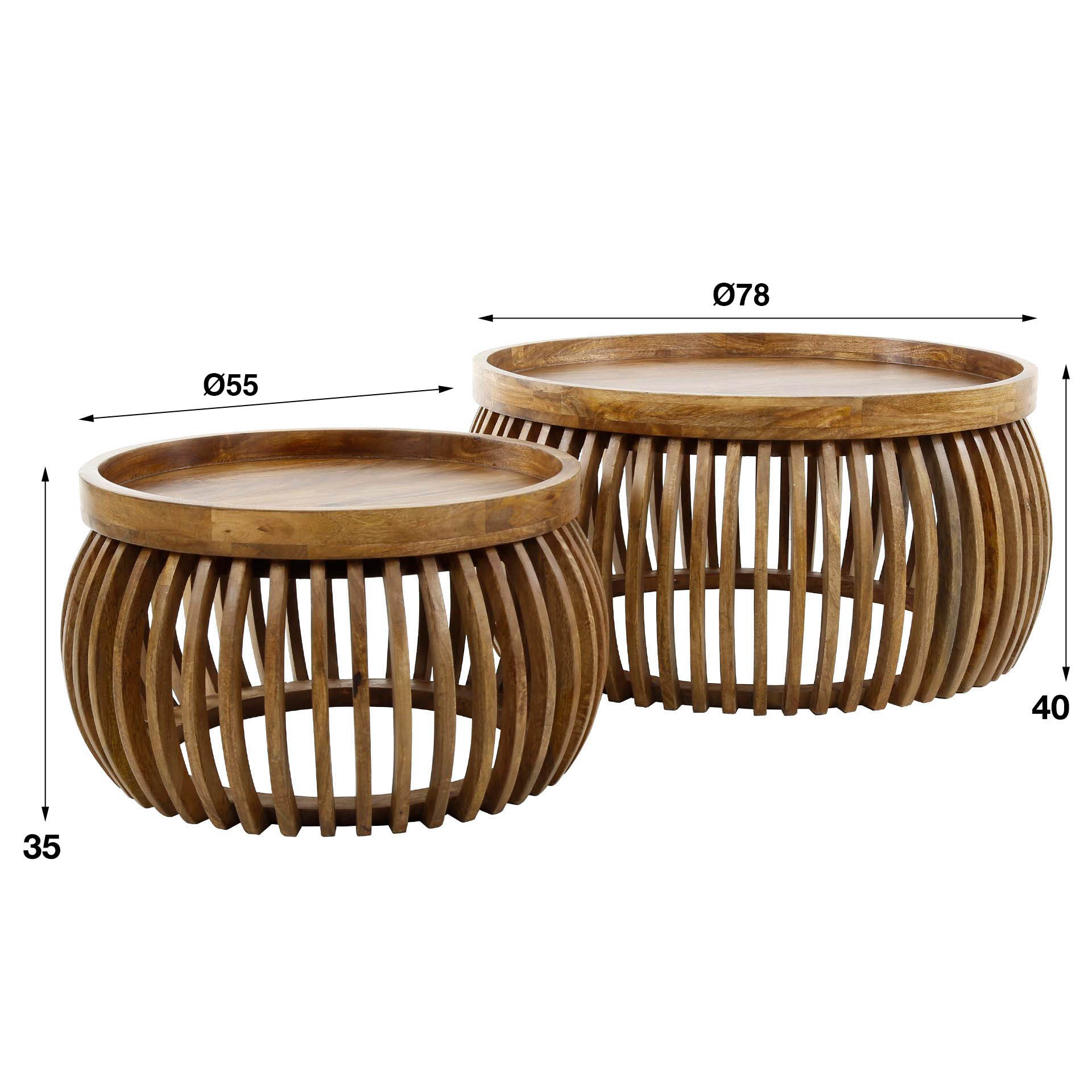 Table basse Tweak Curve - lot de 2 - Manguier massif sable