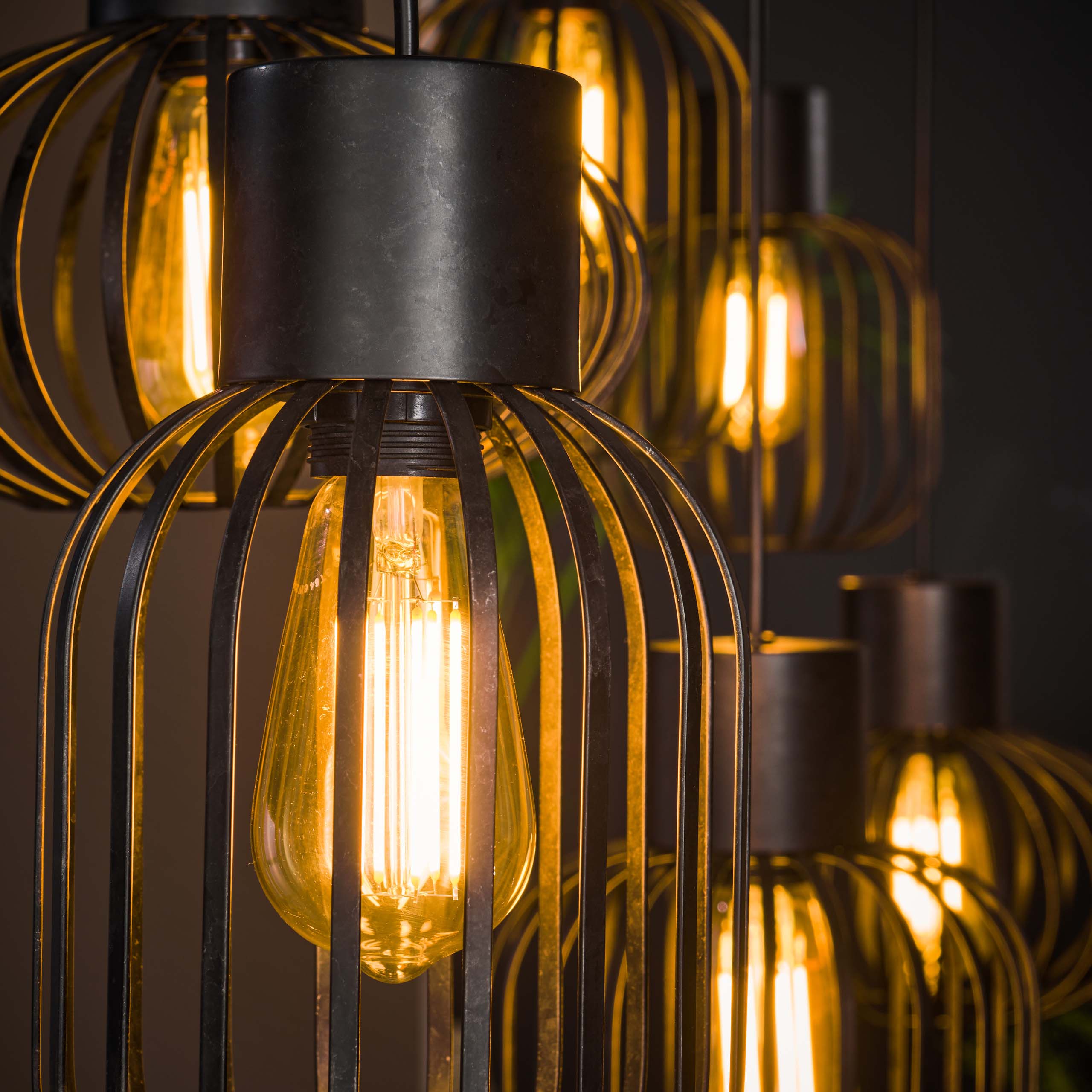 Lampe suspendue 3+3 mix métal / Charbon