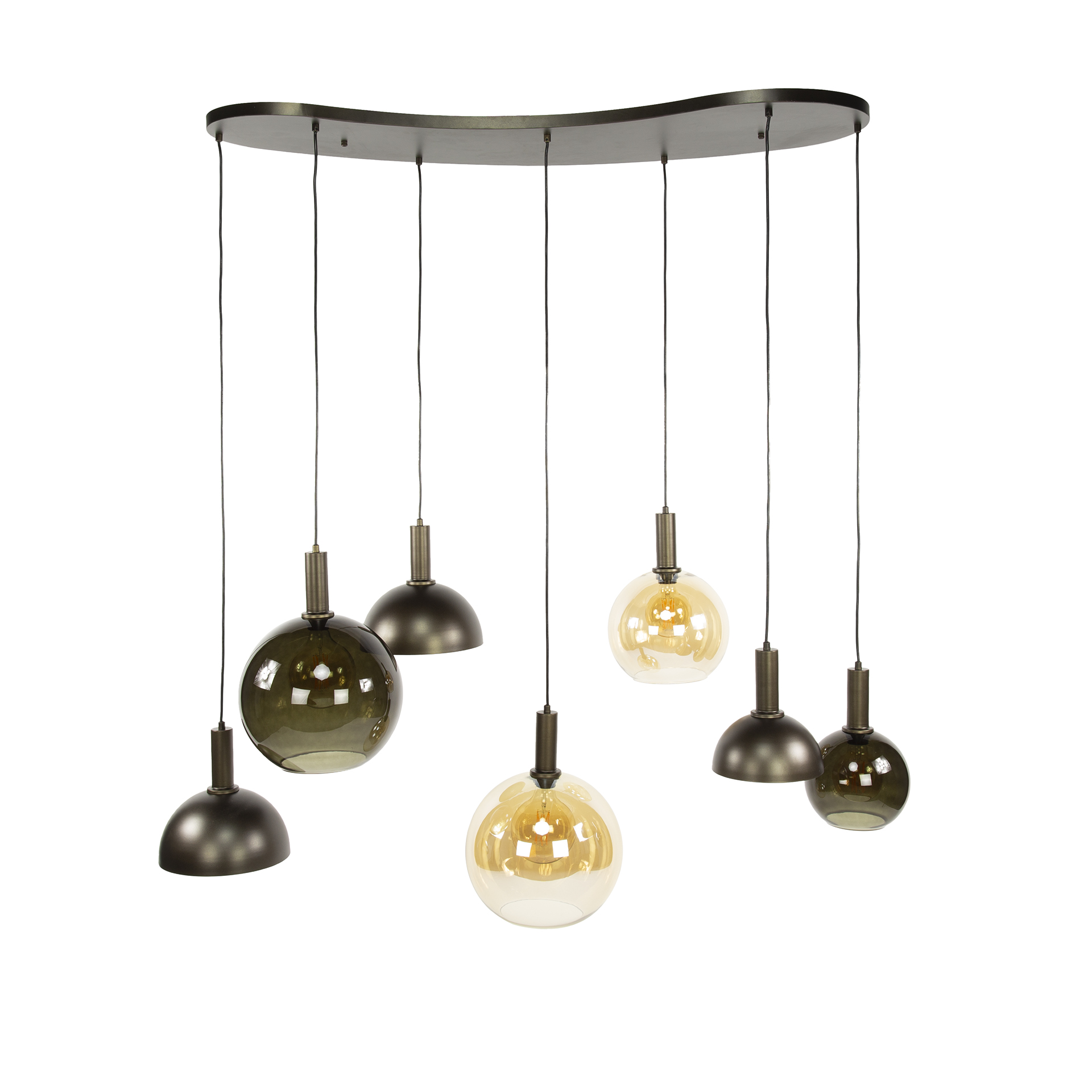 Lampe à suspension Cluster 4+3 lumières marron Sienne