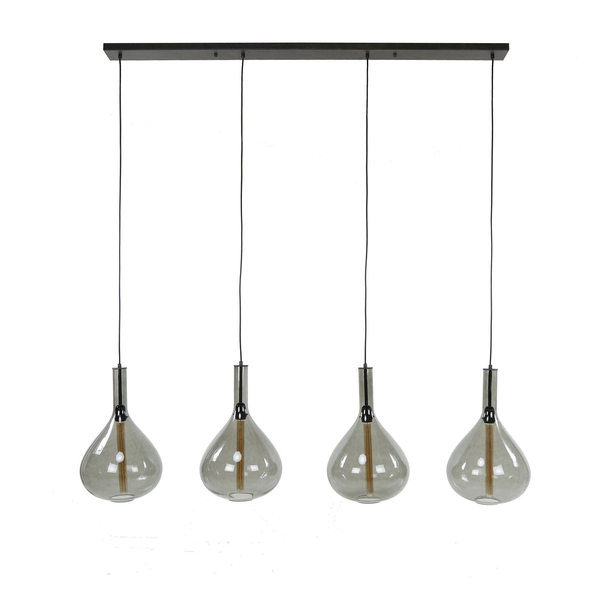 Lampe suspendue 4L goutte verre fumé / Noir Artic