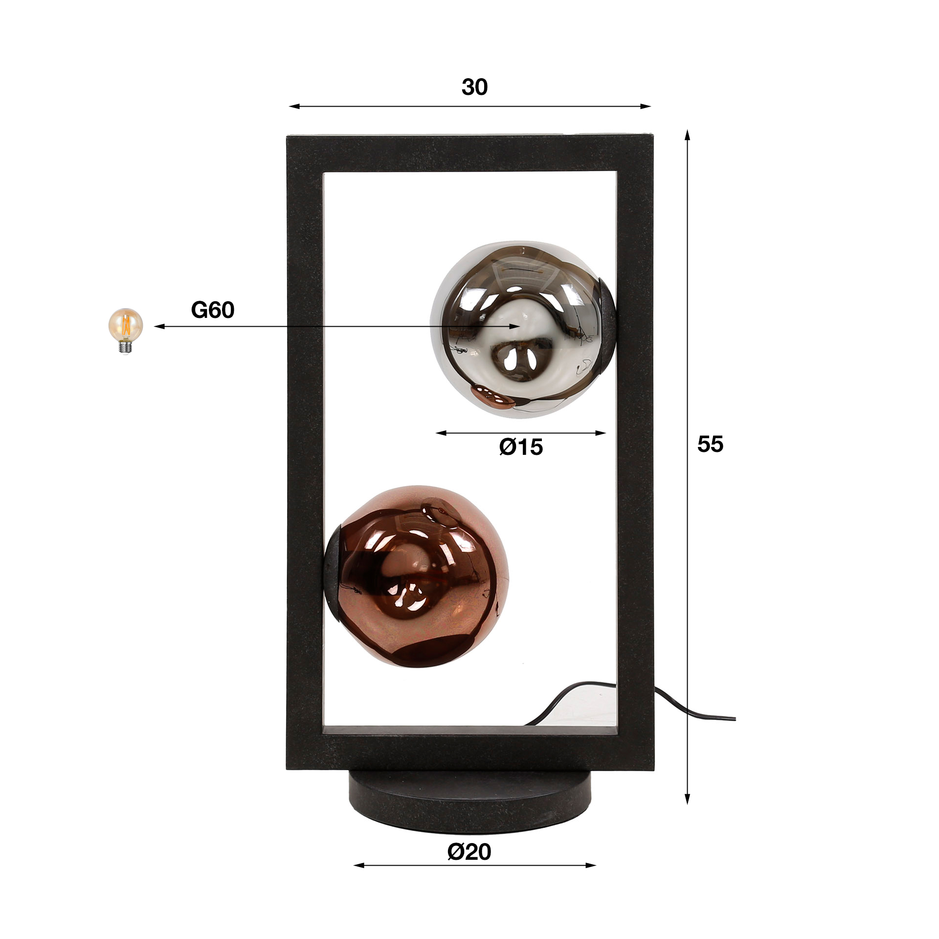 Lampe de table Stellar 2 lumières Artic noir