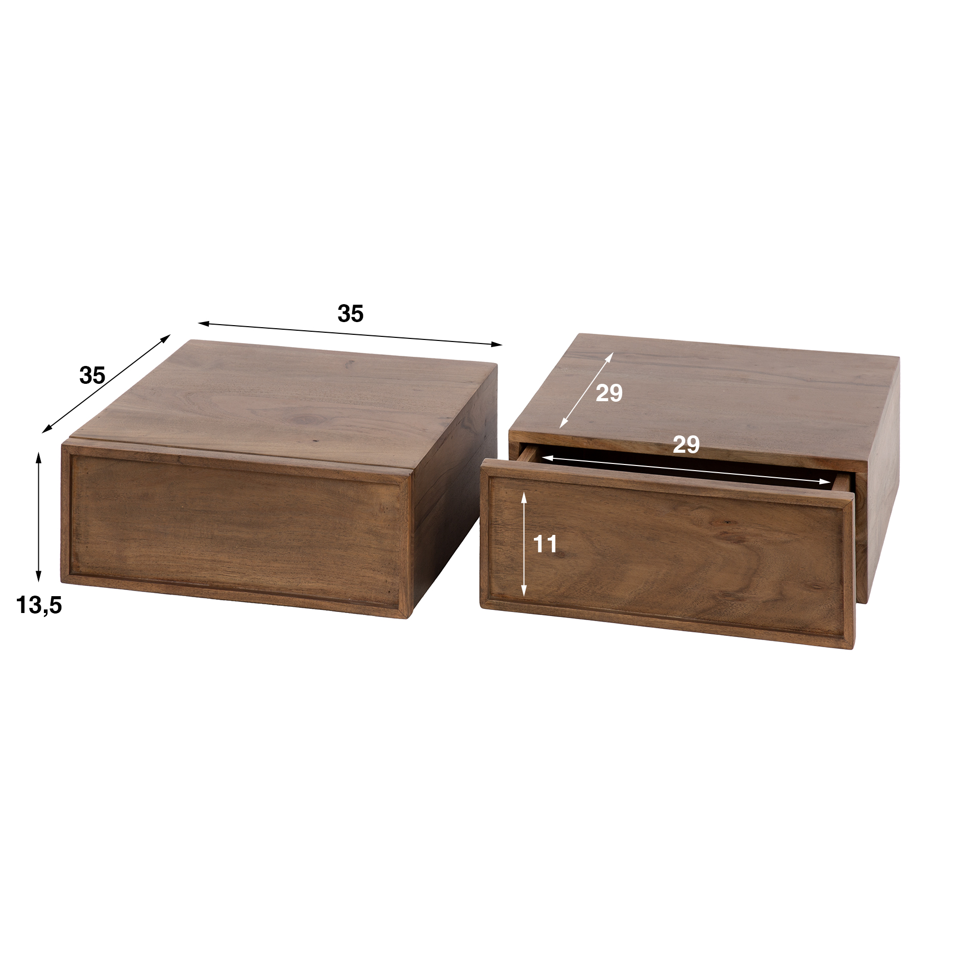 Table de chevet Frame flottant 1 tiroir - lot de 2 - Acacia marron