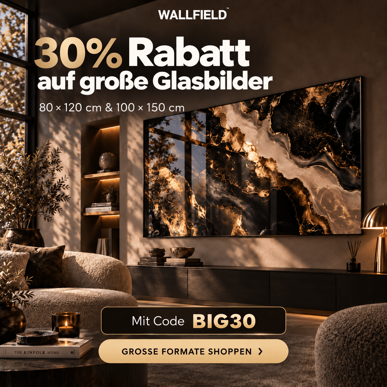 30% de réduction sur les grands tableaux en verre