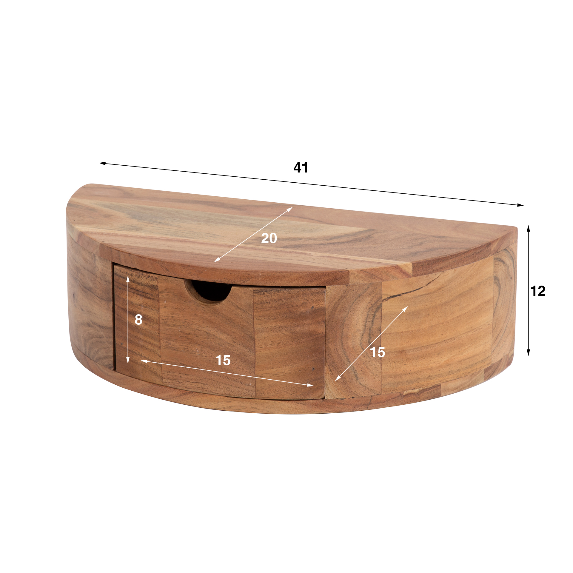 Table de chevet Curve flottante 1 tiroir - Acacia massif