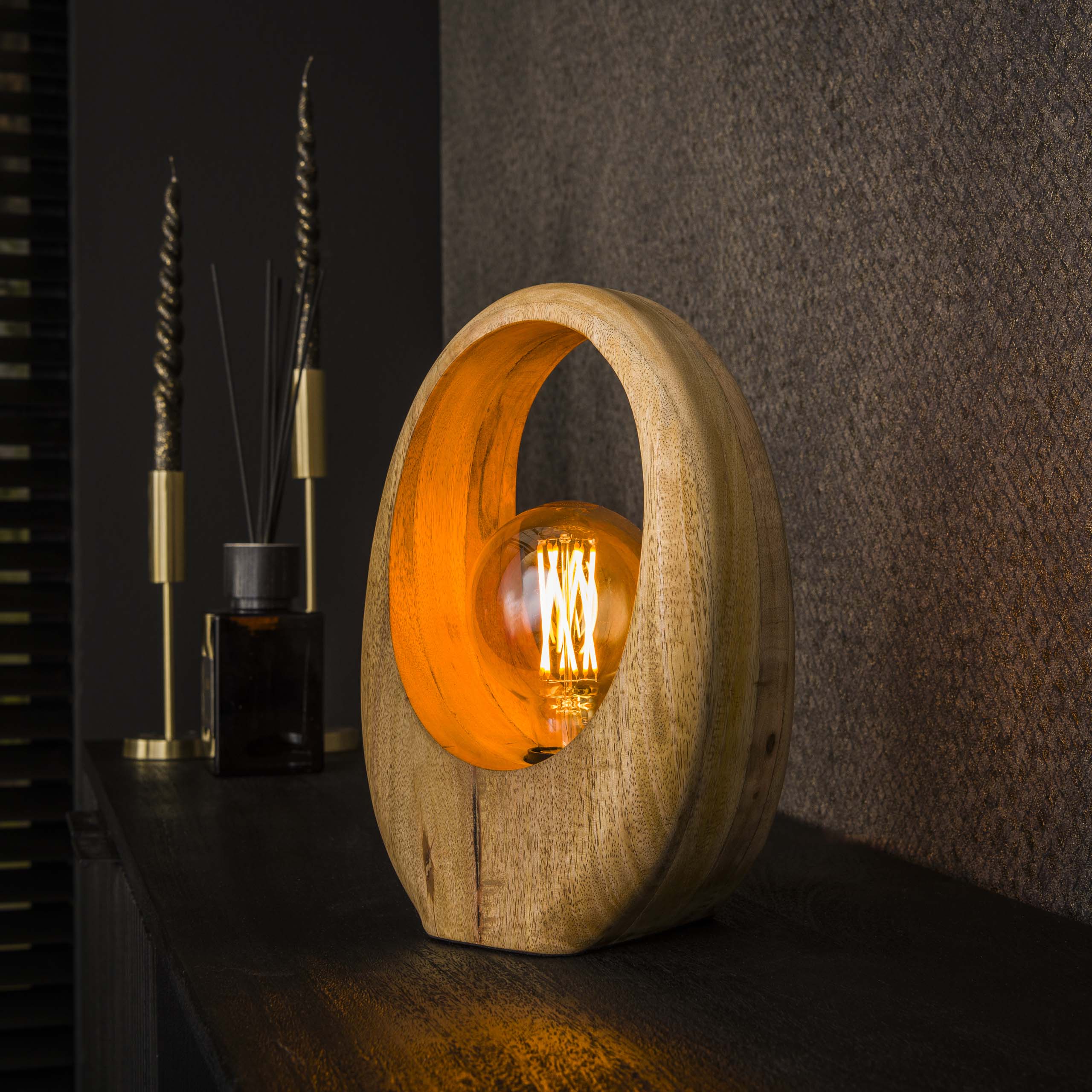 Lampe de table 1L Arch bois / Manguier massif naturel