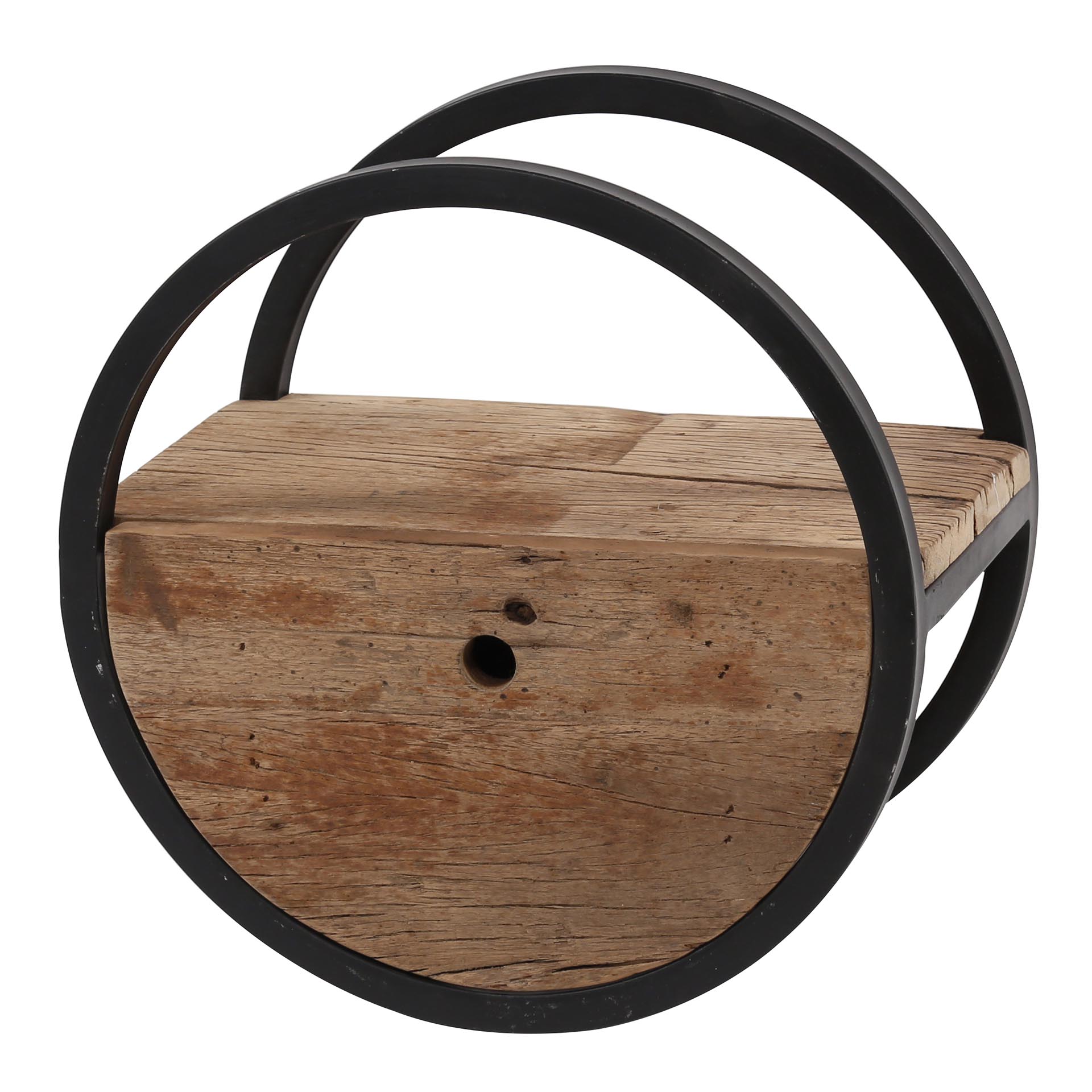 Etagère murale circulaire Ø40 avec tiroir / Bois dur robuste