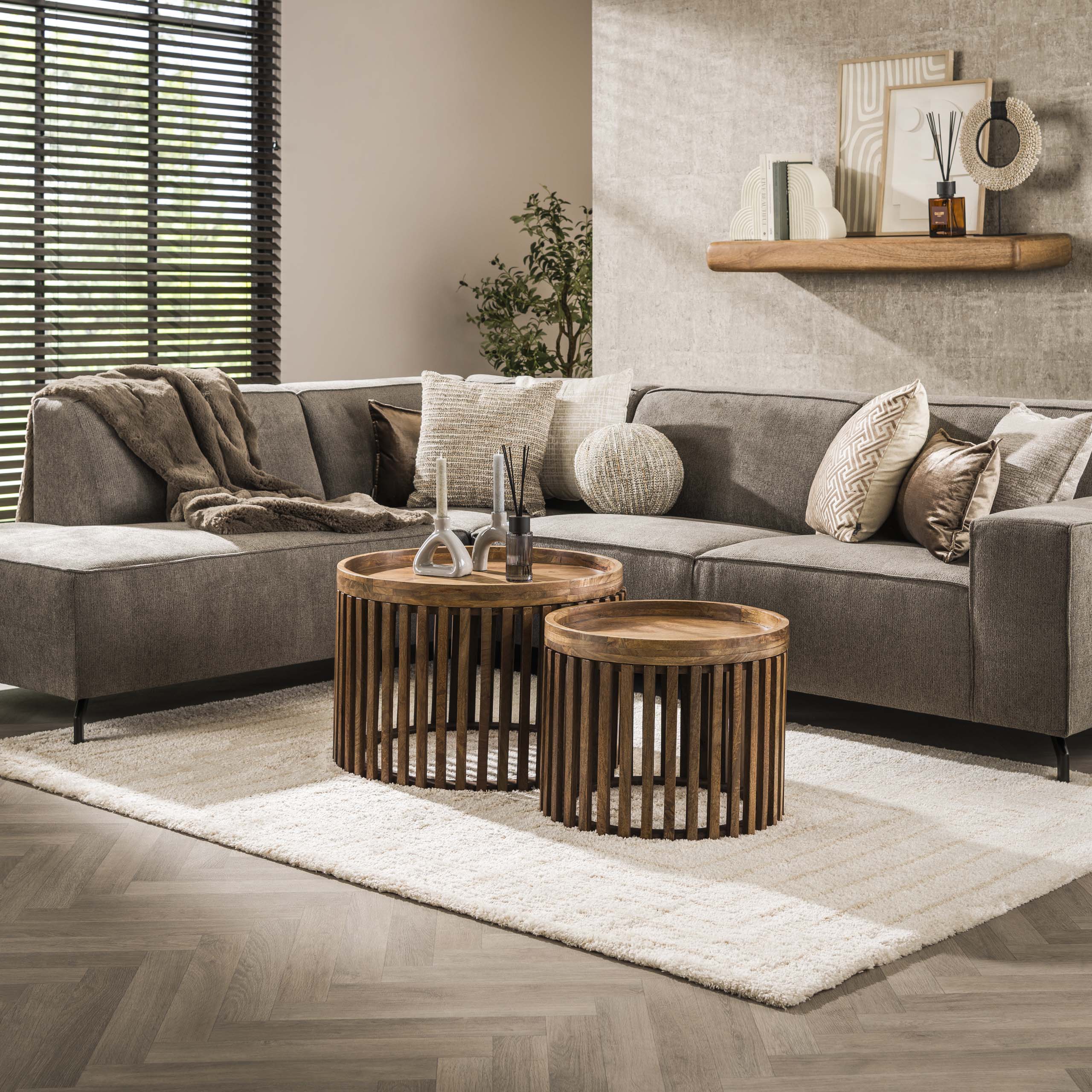 Ensemble table basse tweak Ø65/Ø50 / Coloris manguier massif sable