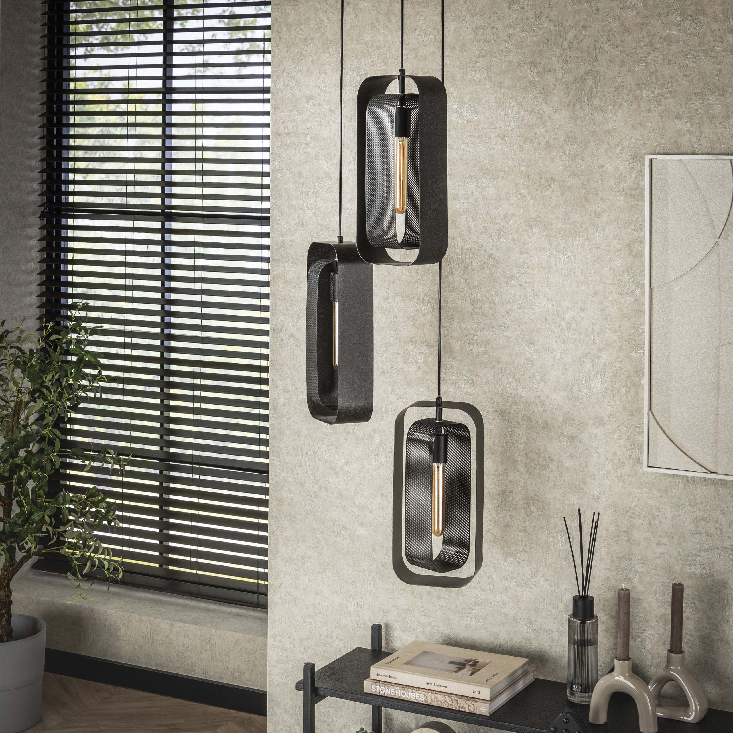 Lampe suspendue 3L maille rotative / Artic noir