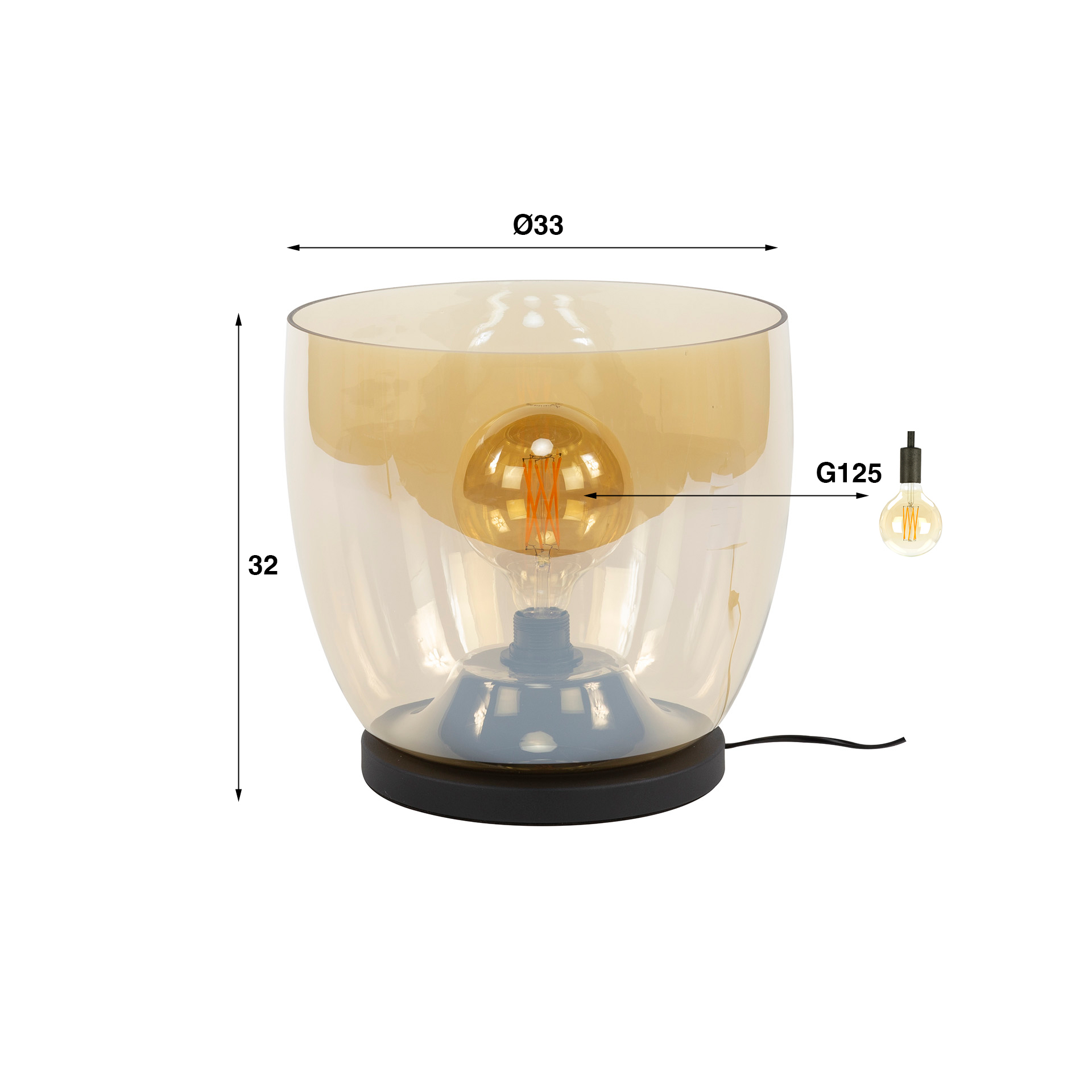 Lampadaire UP XL 1 lumière - Verre ambré