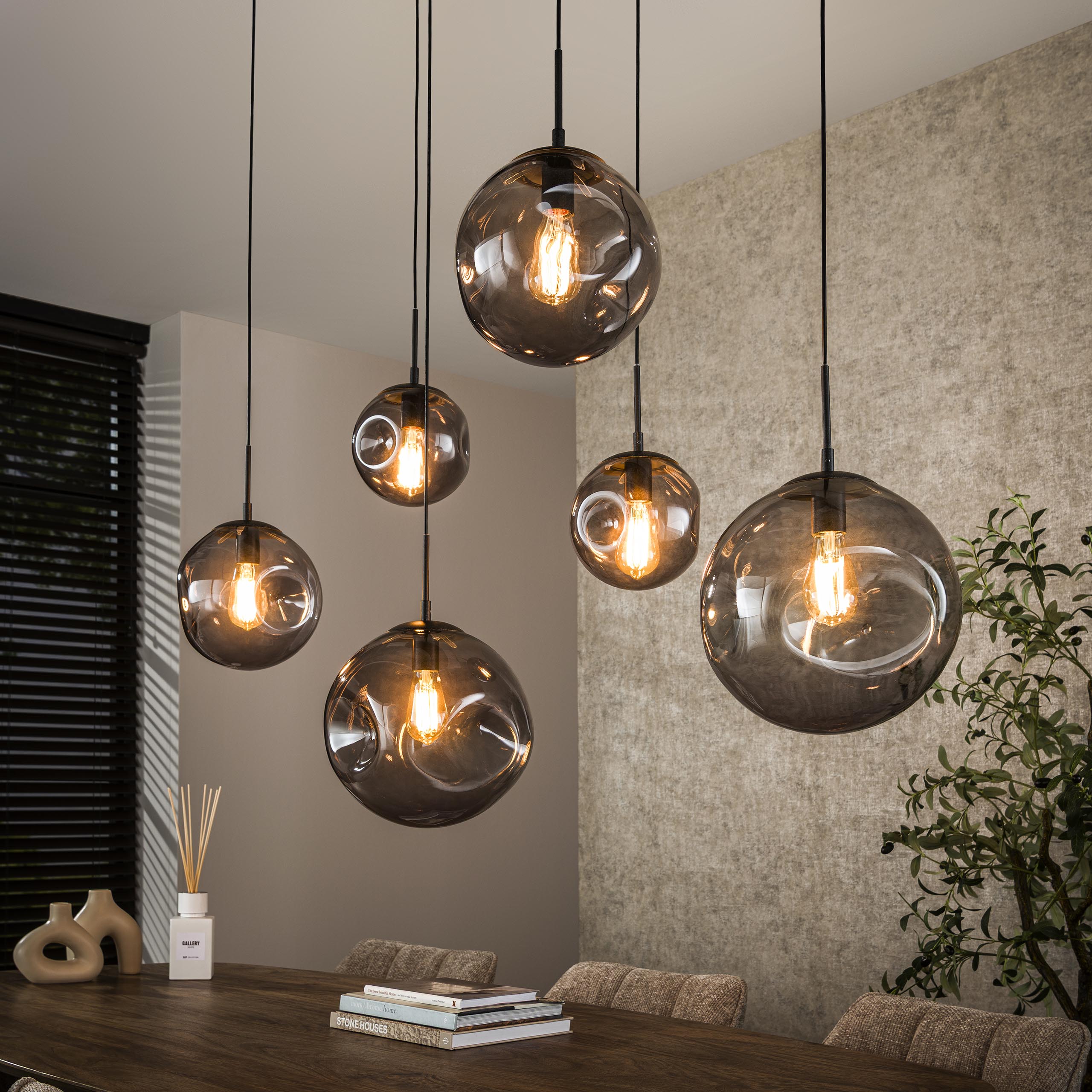 Lampe suspendue Stellar Black 6 lumières - Noir arctique